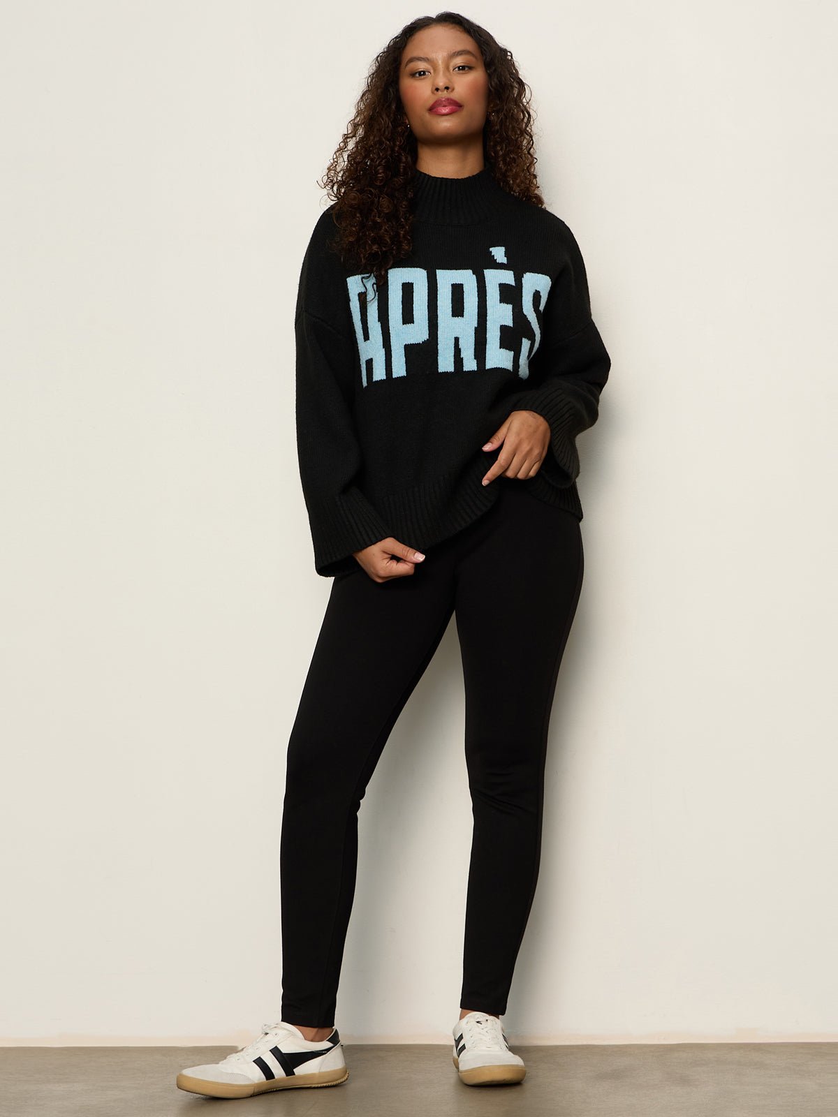 Apres Ski Sweater Black/Aquamarine Petite Sizing
