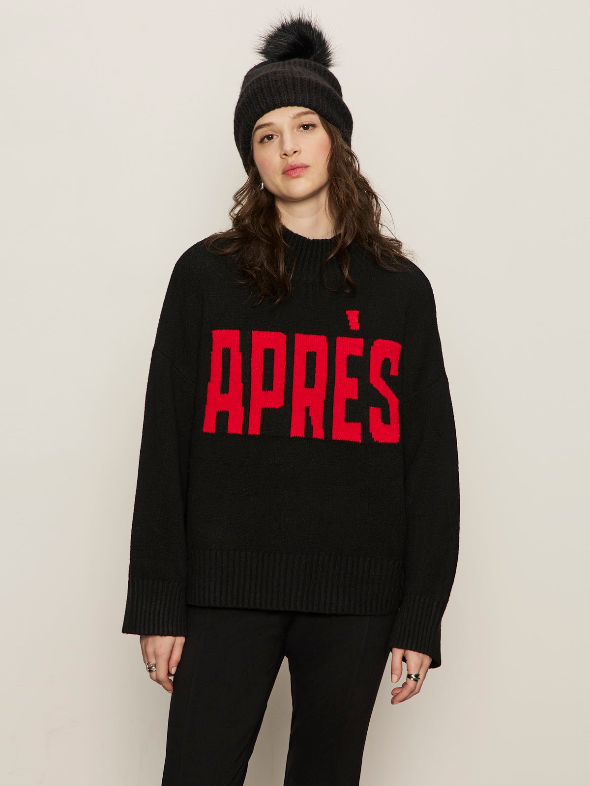 Apres Ski Sweater Black/Mars Red Petite Sizing