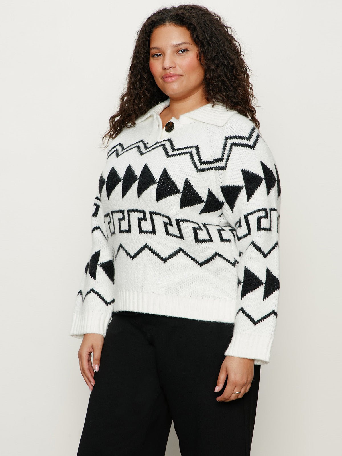 Below Zero Fairisle Popover Chalk And Black Fairisle Extended Sizing