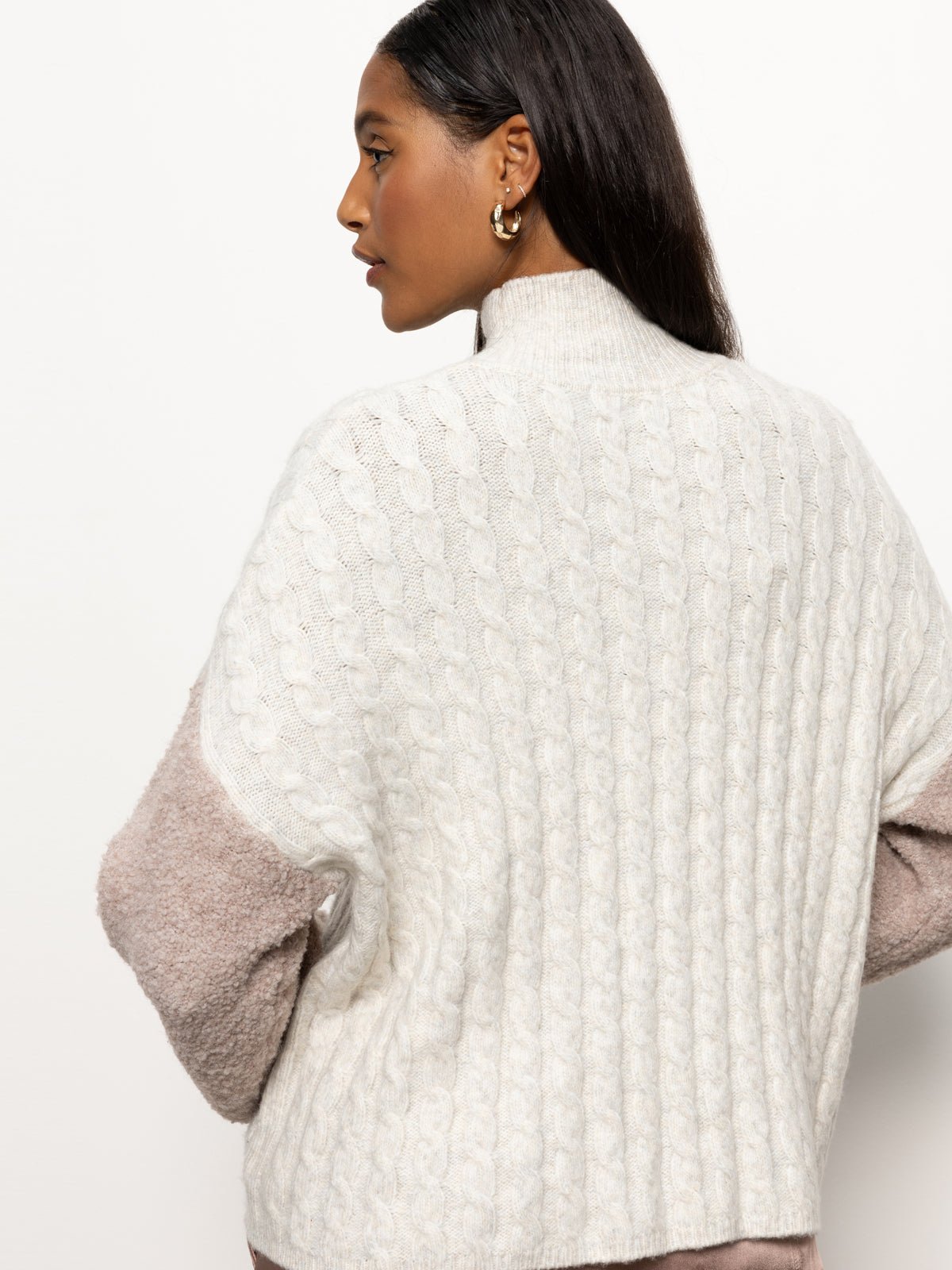 Boucle Sleeve Sweater Light Heather Oatmeal Multi