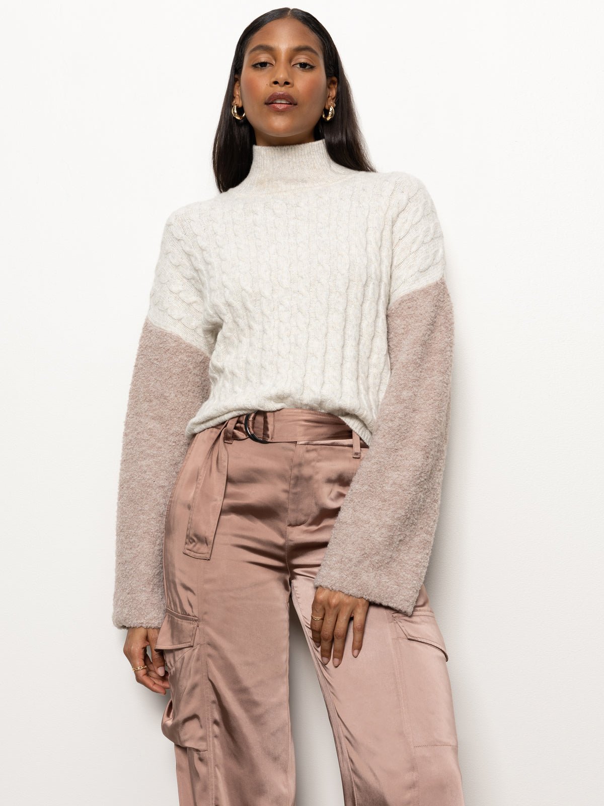 Boucle Sleeve Sweater Light Heather Oatmeal Multi