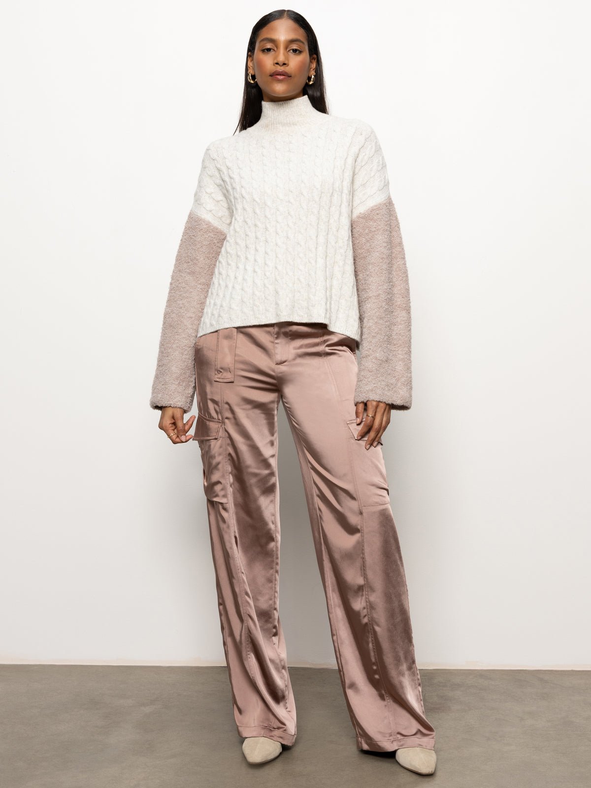 Boucle Sleeve Sweater Light Heather Oatmeal Multi