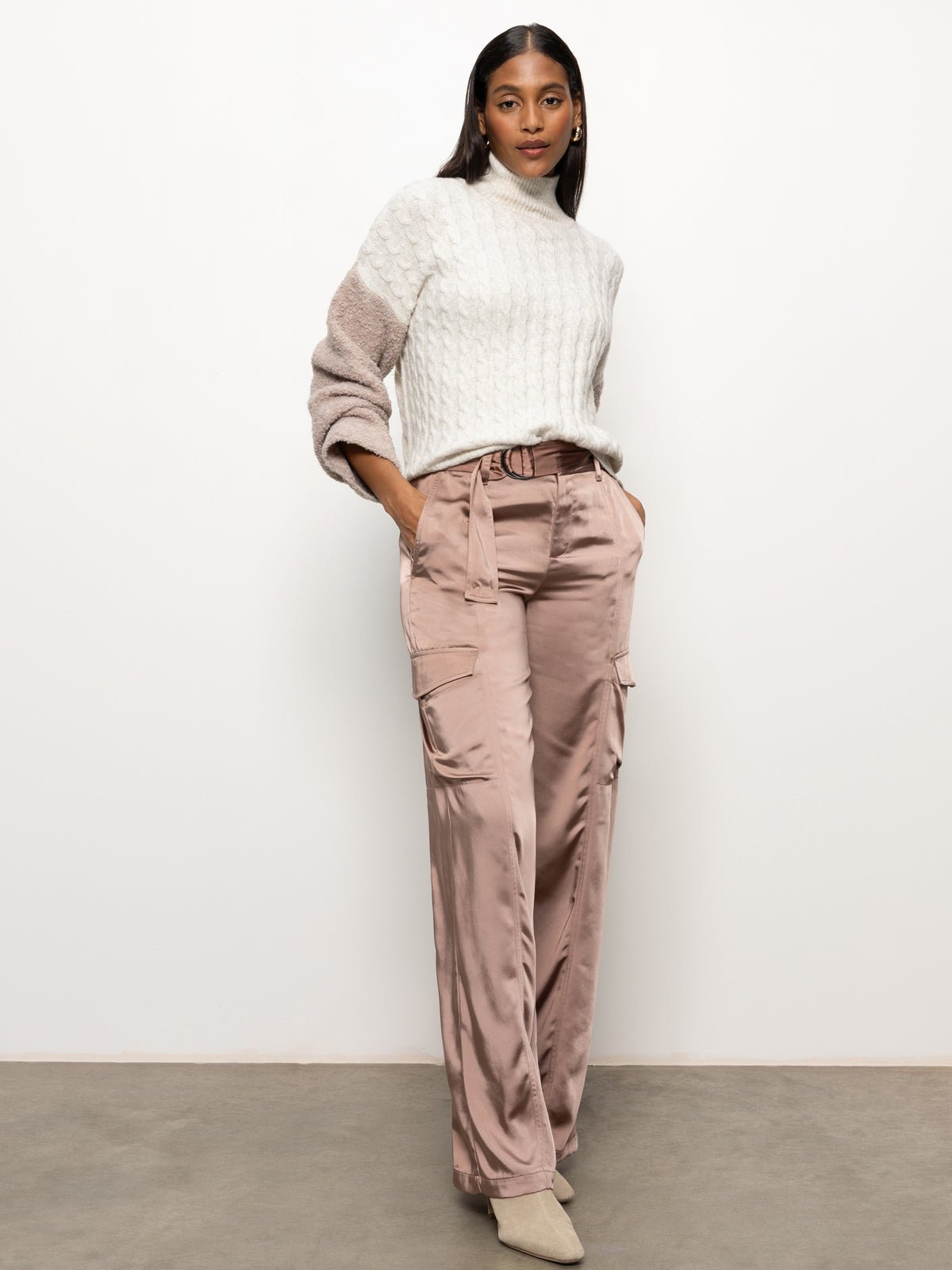 Boucle Sleeve Sweater Light Heather Oatmeal Multi