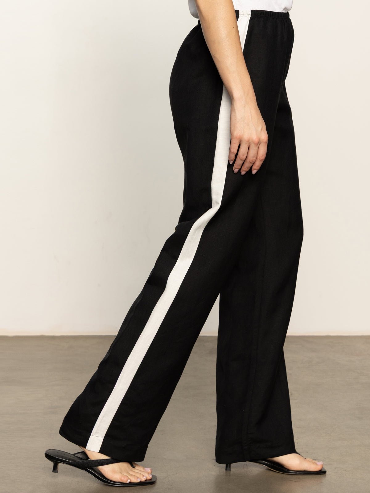 Casual Semi-High Rise Track Pant Black Chalk Stripe