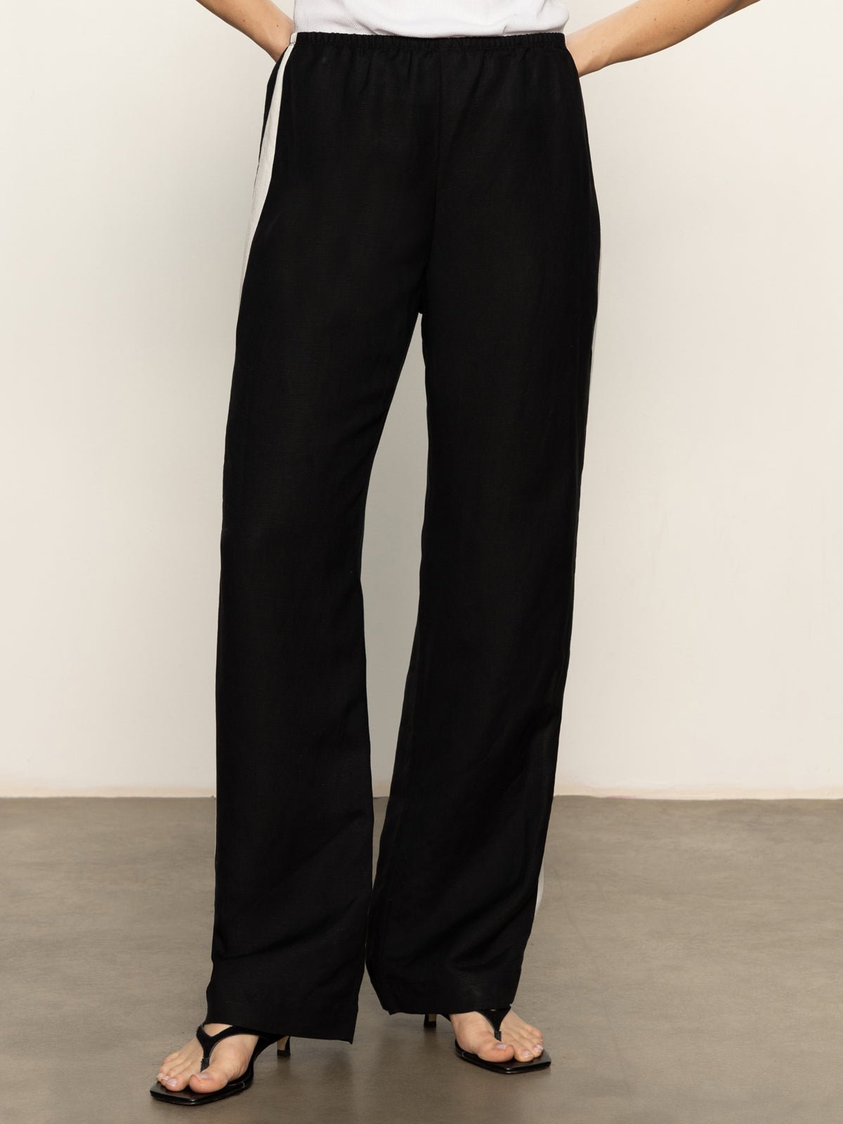 Casual Semi-High Rise Track Pant Black Chalk Stripe