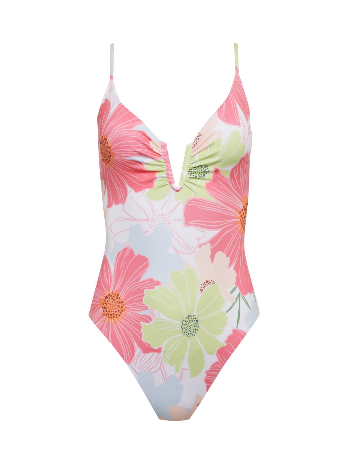 Charming Floral One-Piece Swimsuit White