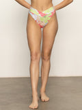 Charming Floral V-Waist High Leg Bikini Bottom White