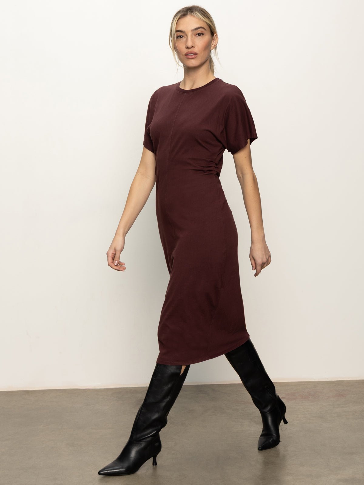 Cinched Waist T-Shirt Dress Chicory