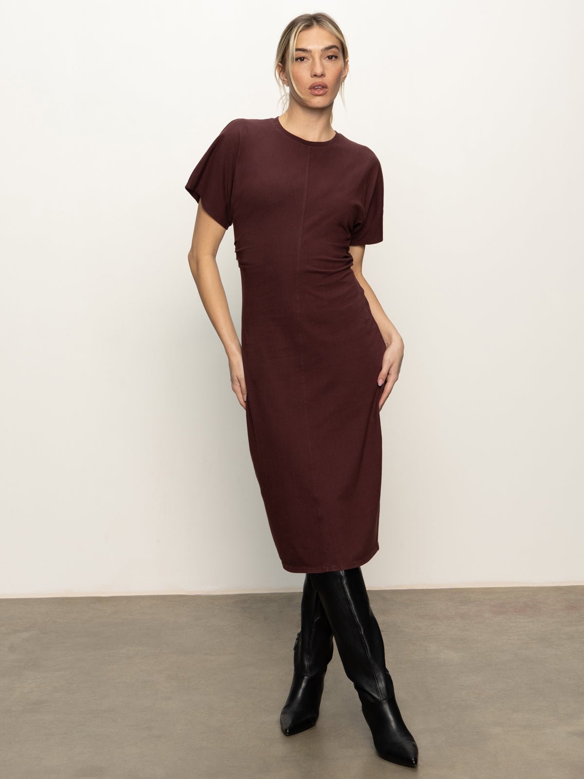 Cinched Waist T-Shirt Dress Chicory
