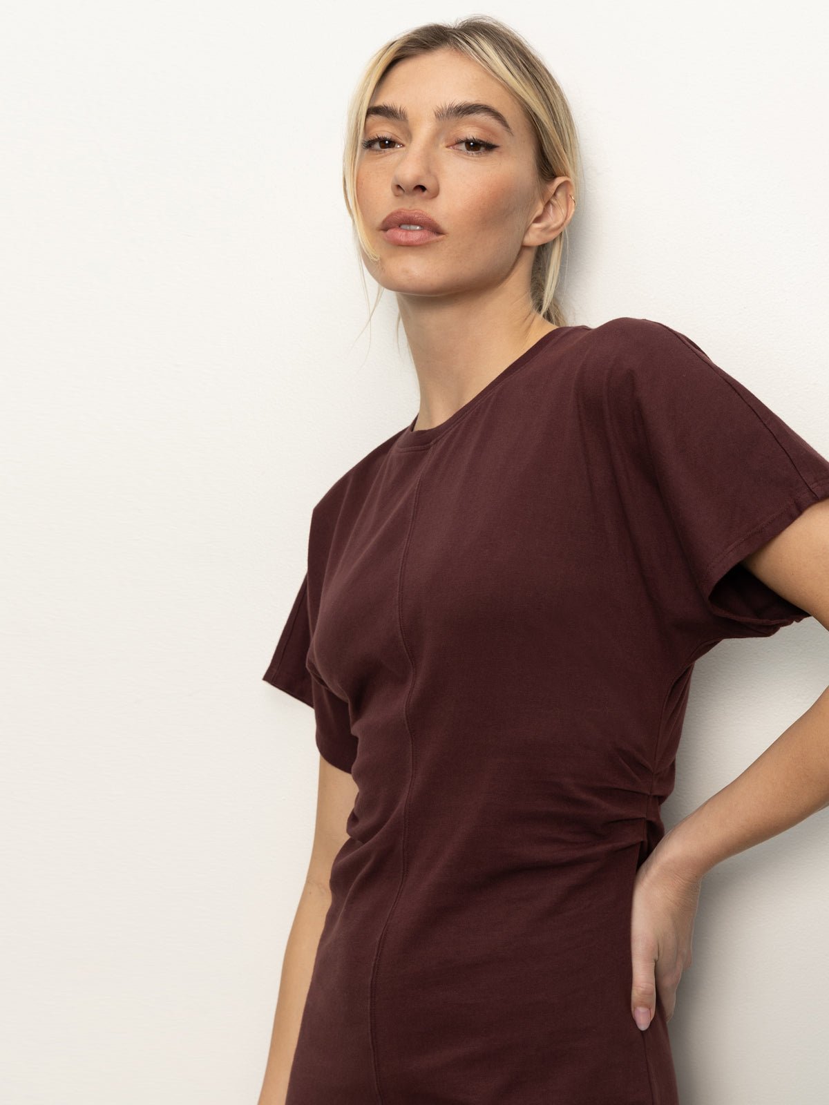 Cinched Waist T-Shirt Dress Chicory