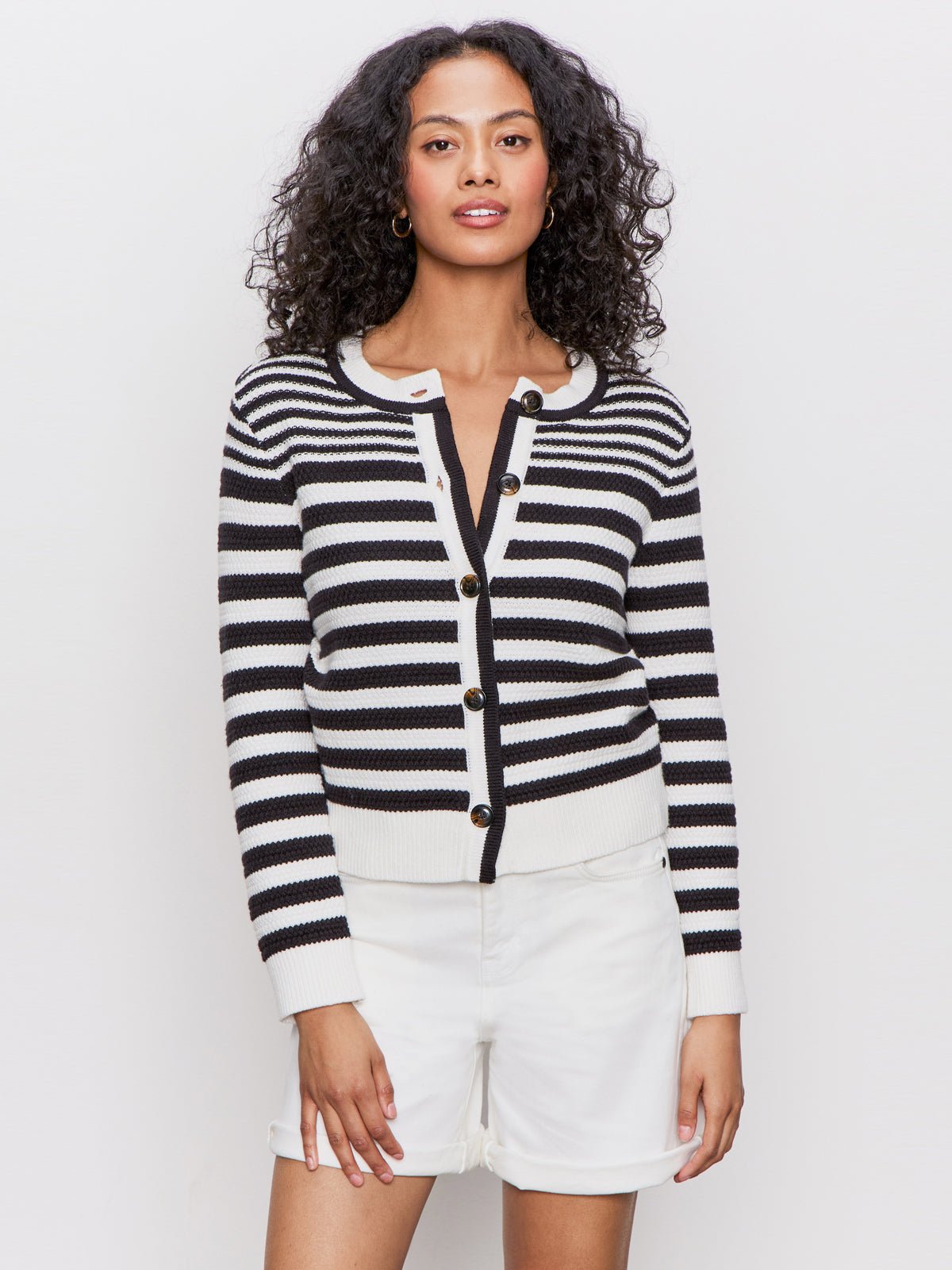 City Summer Cardi Black/ Macrame Multi Stripe
