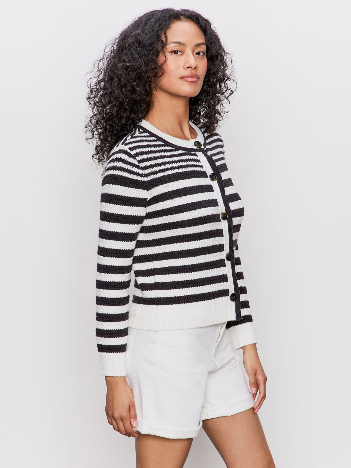 City Summer Cardi Black/ Macrame Multi Stripe