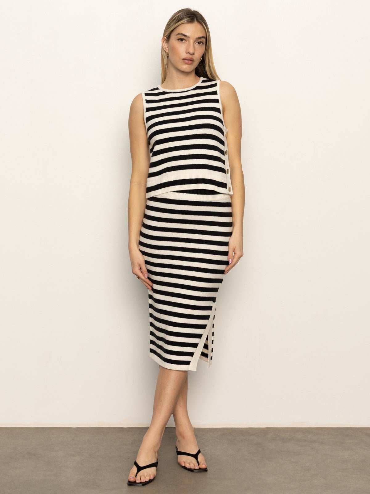 City Summer Tank Black/  Macrame Stripe