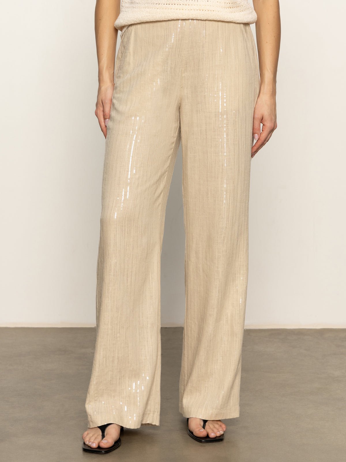 Coastal Semi-High Rise Pant Sand Sequin Stripe