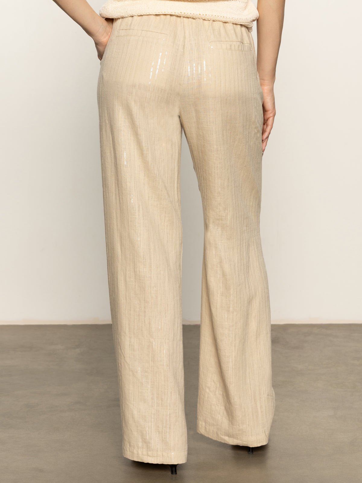 Coastal Semi-High Rise Pant Sand Sequin Stripe