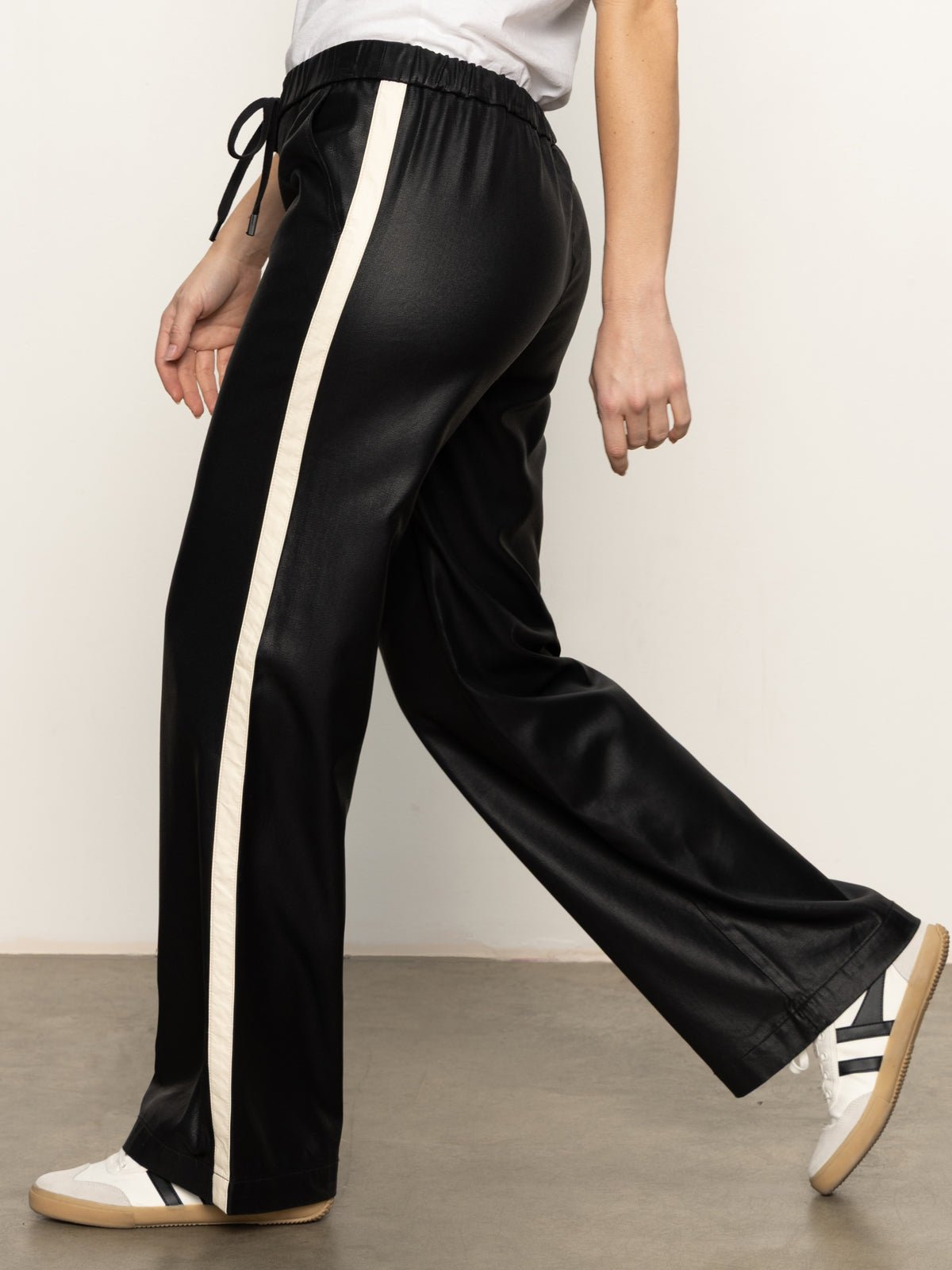 Coated Twill Track Pant Black