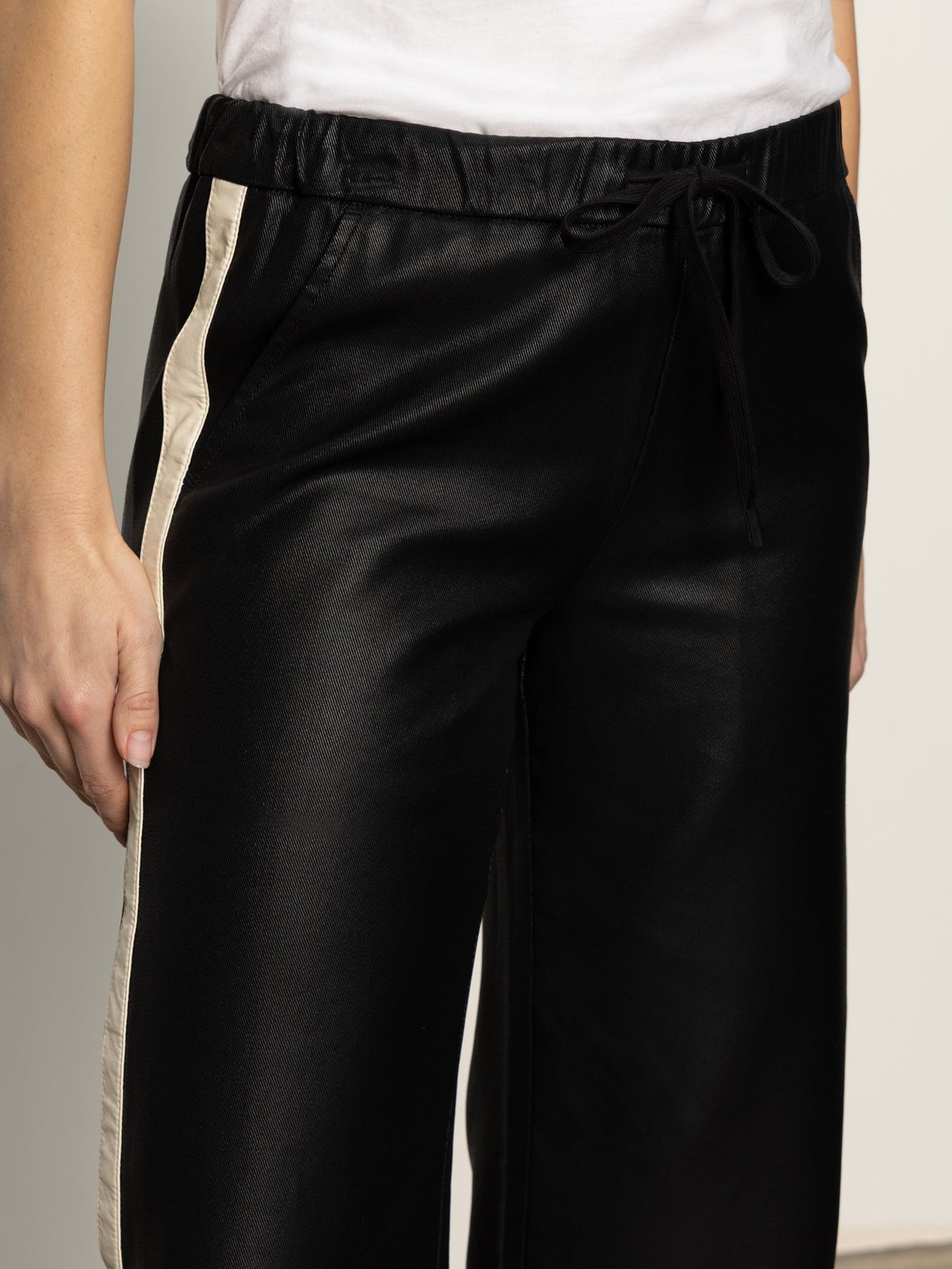 Coated Twill Track Pant Black