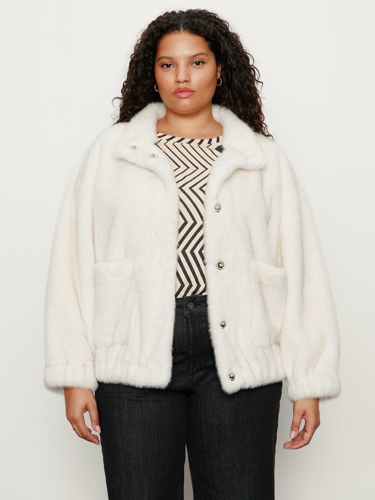 Coco Fur Jacket Almond Cream Extended Sizing