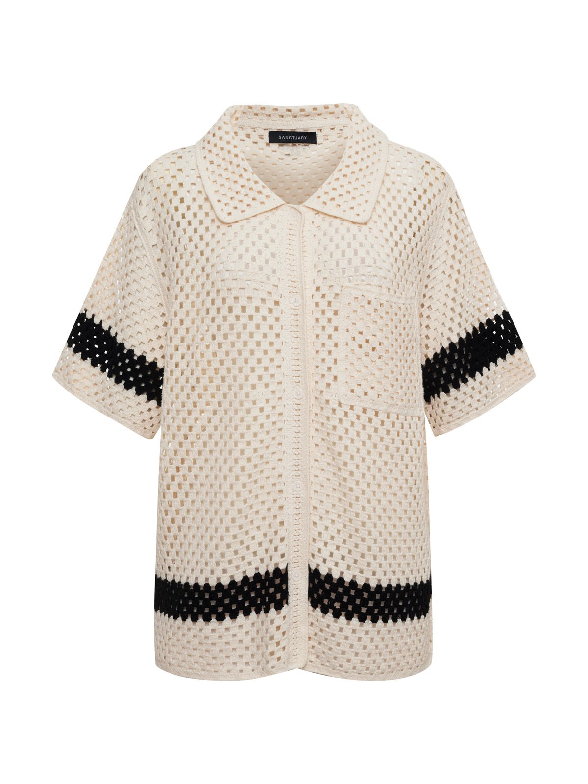 Crochet Resort Shirt Macrame Black