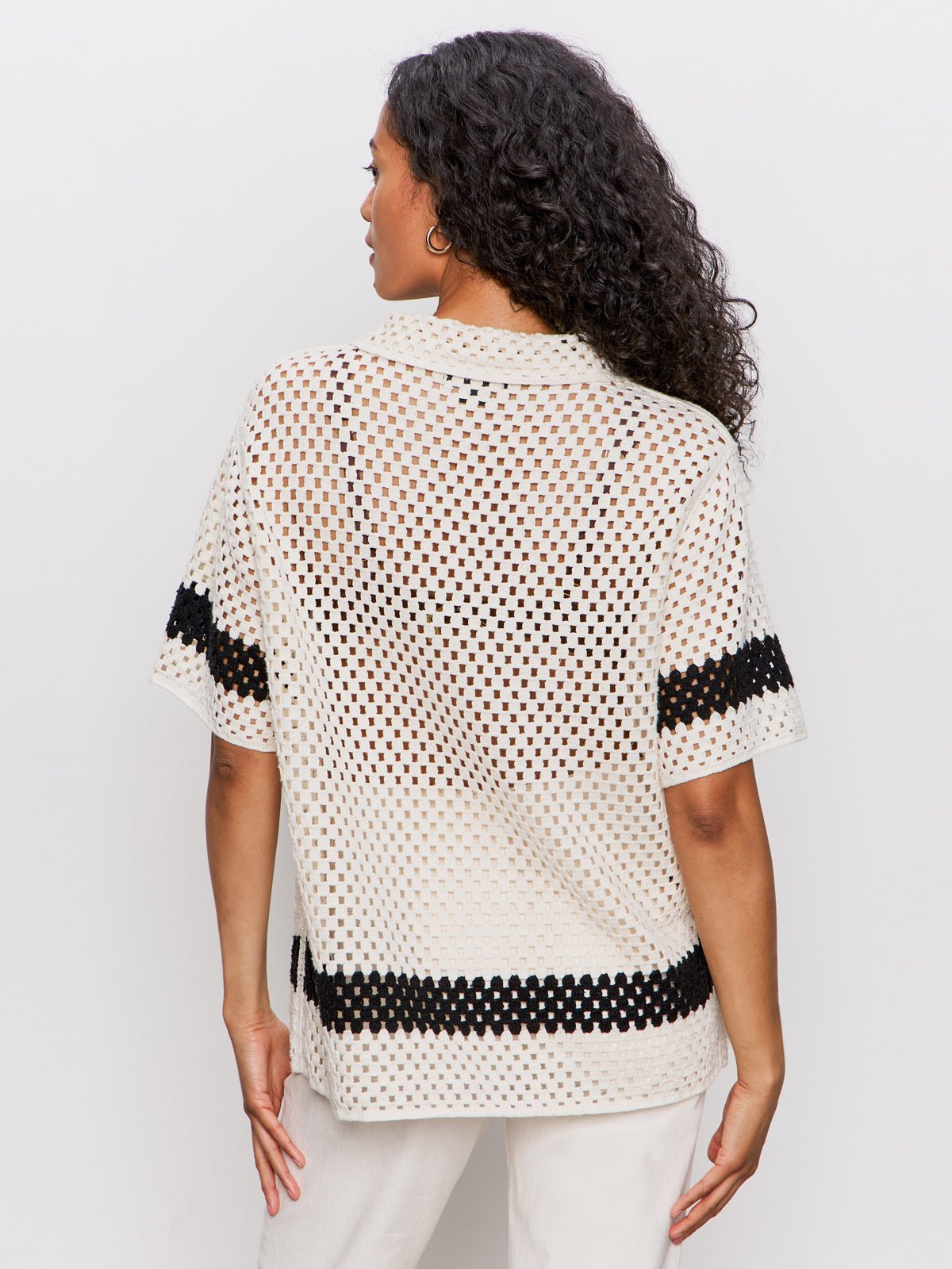 Crochet Resort Shirt Macrame Black