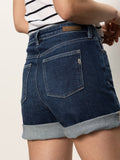 Cuffed Denim Short Dark