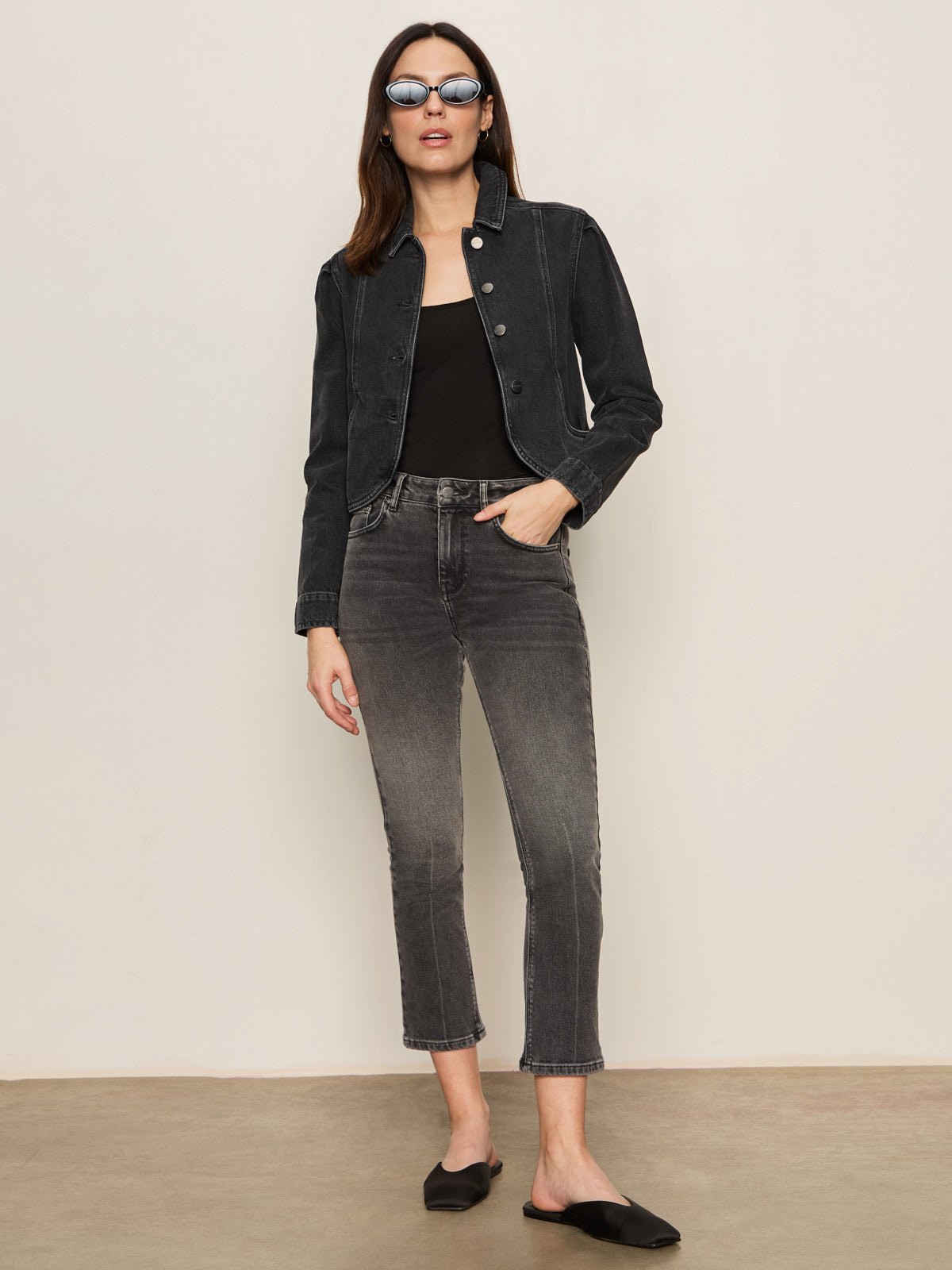 Denim Jacket Washed Black Denim