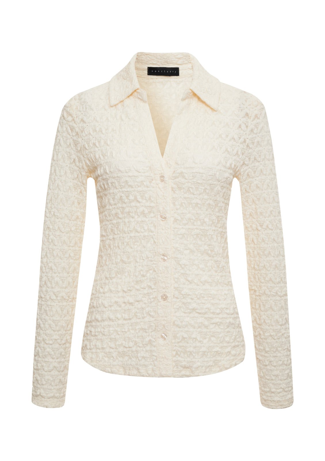 Dreamgirl Lace Button Up Top Chalk