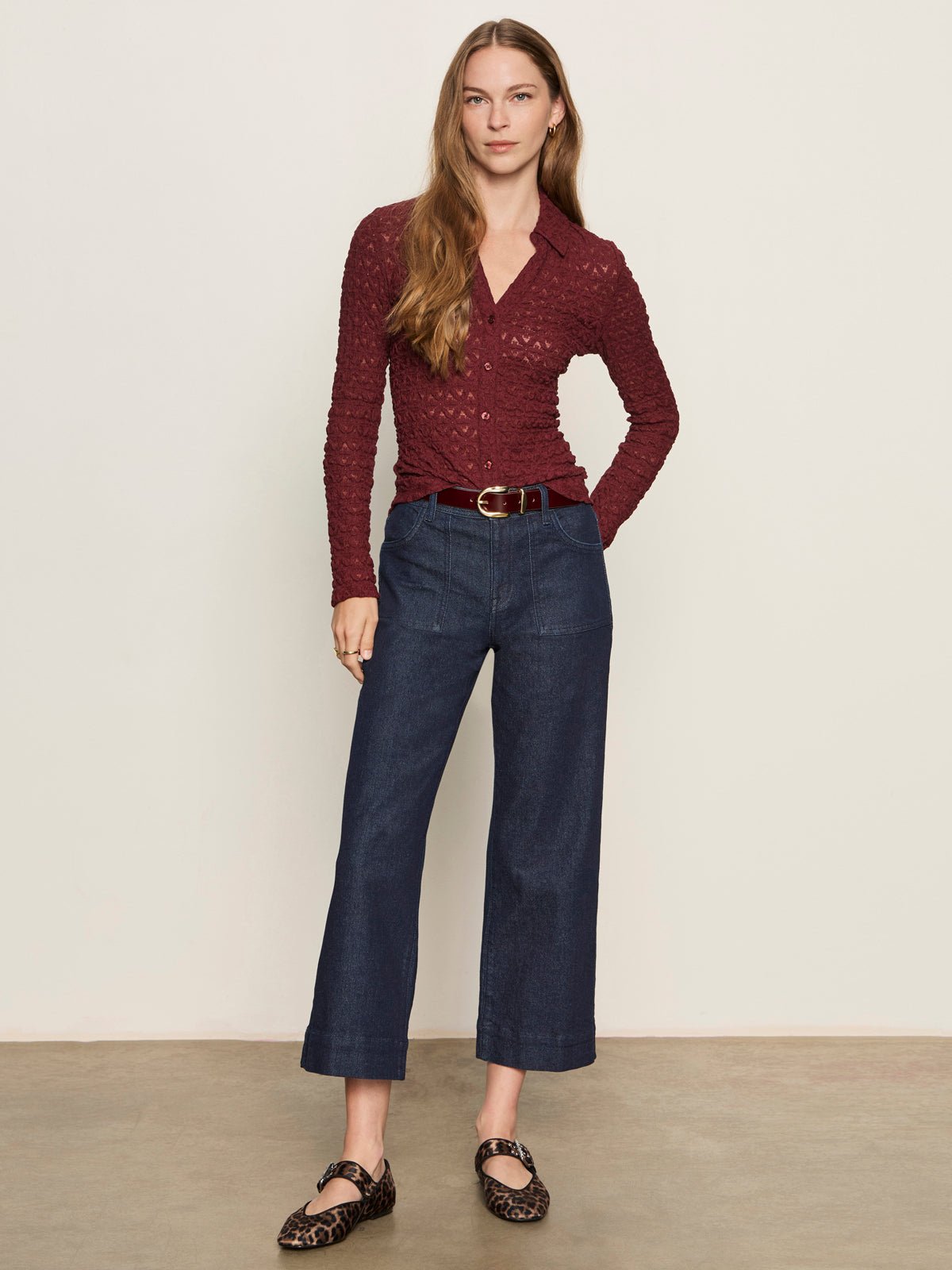 Dreamgirl Lace Button Up Top Night Berry