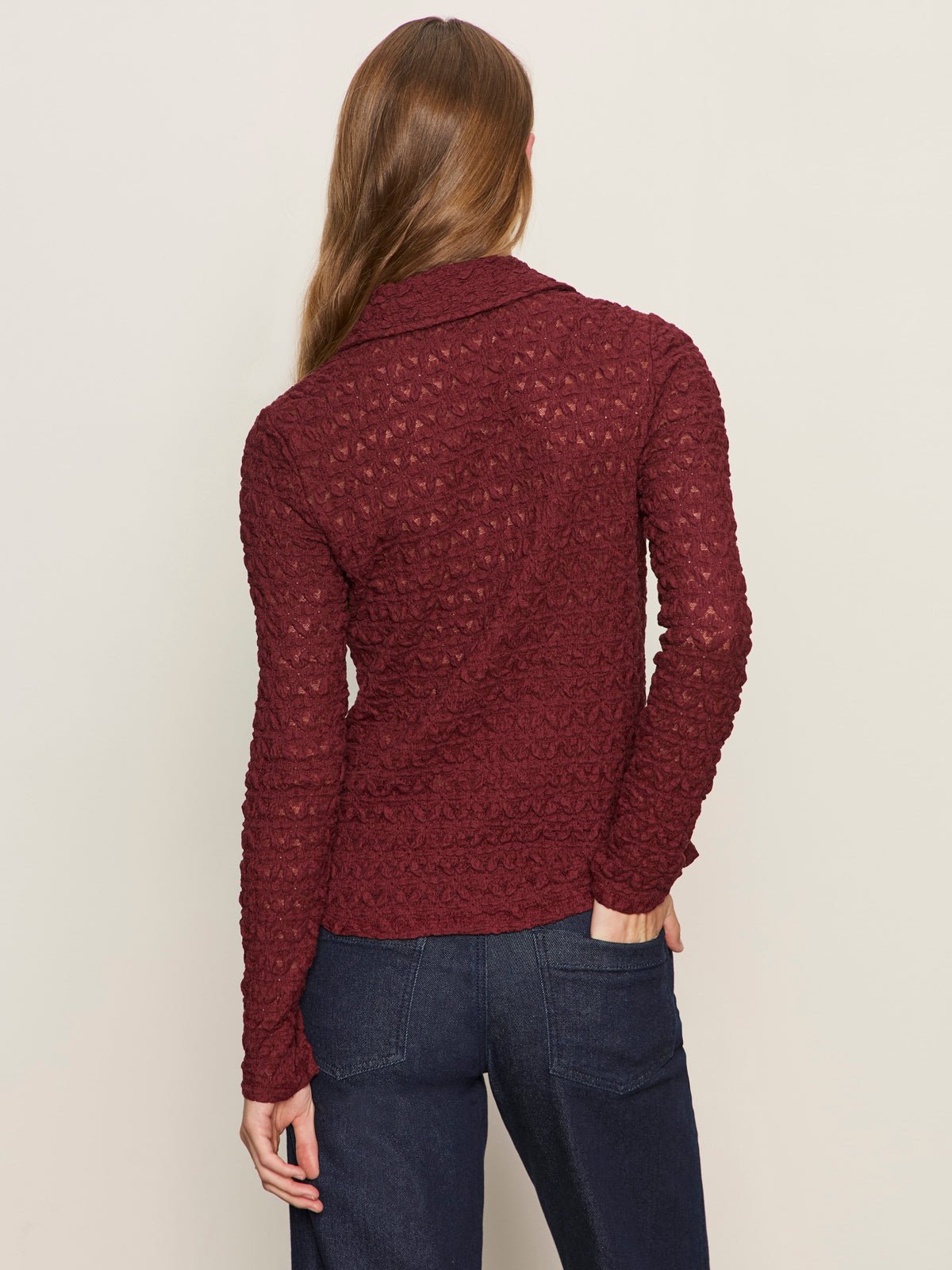 Dreamgirl Lace Button Up Top Night Berry