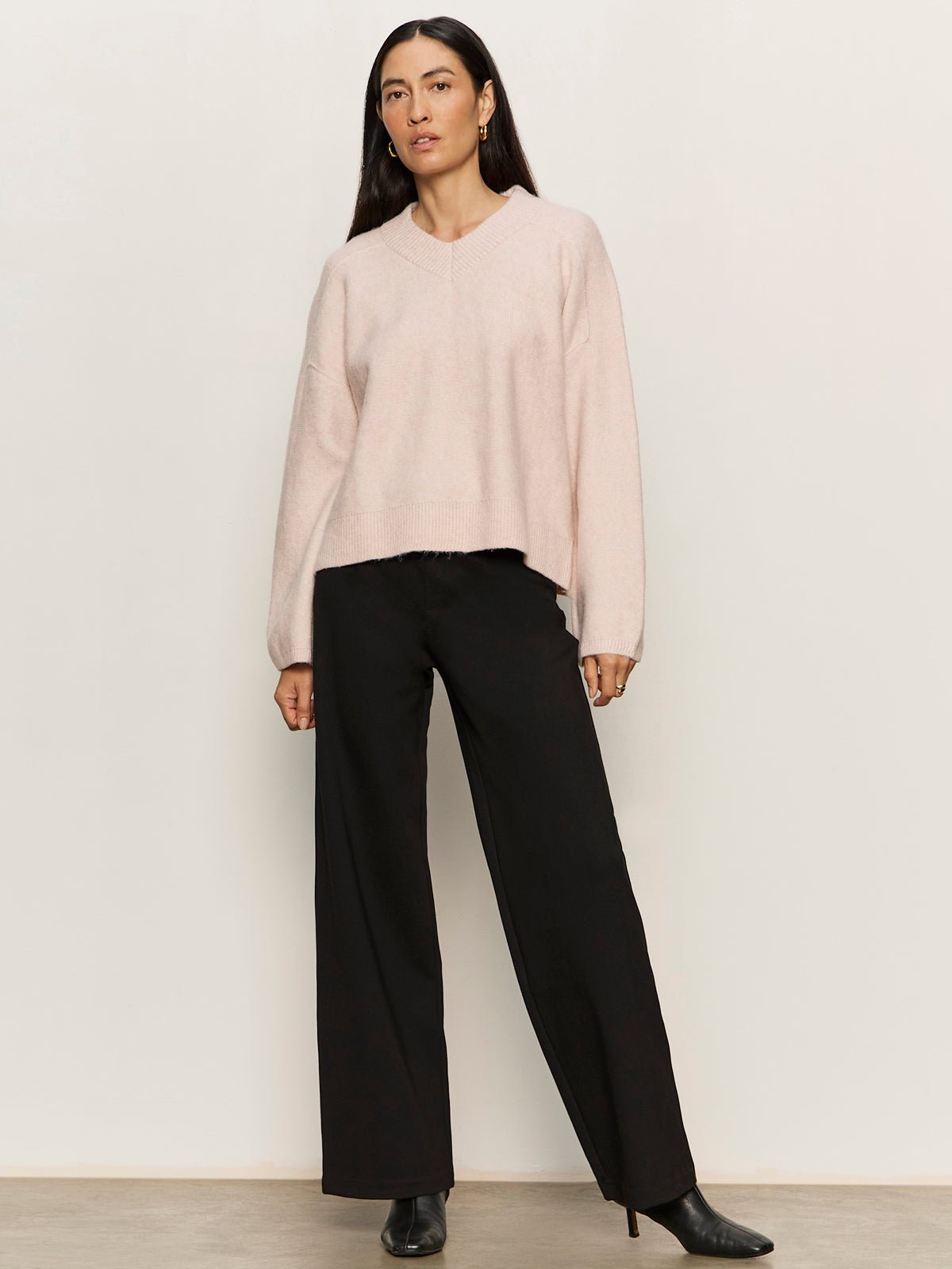 Dreamy V Neck Sweater Heather Rose