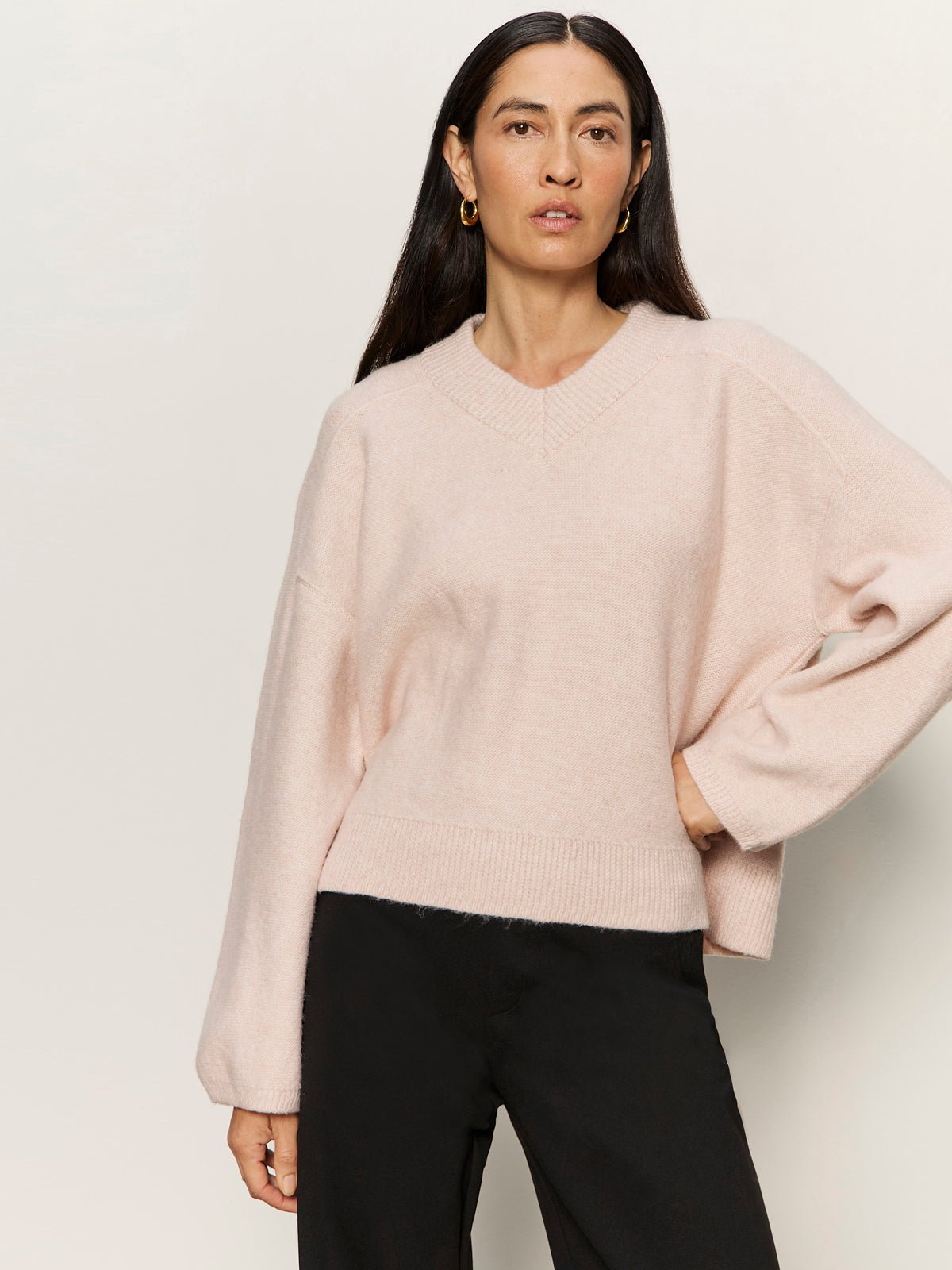 Dreamy V Neck Sweater Heather Rose