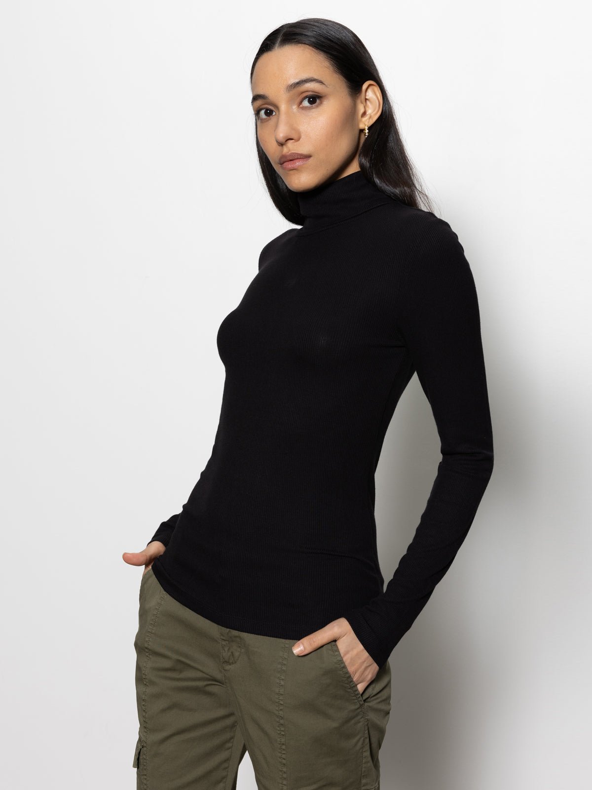 Essential Turtleneck Top Black