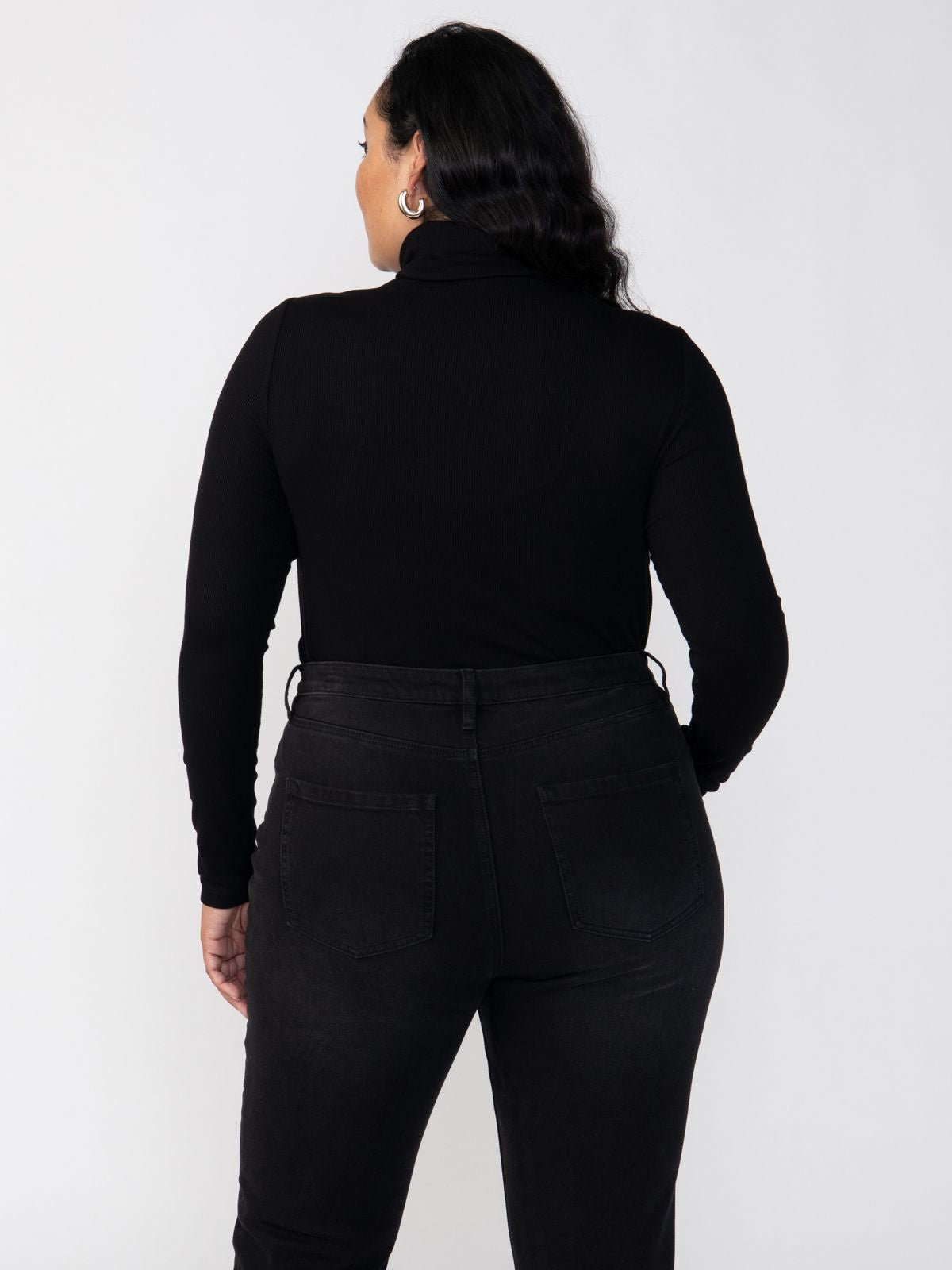 Essential Turtleneck Top Black Extended Sizing