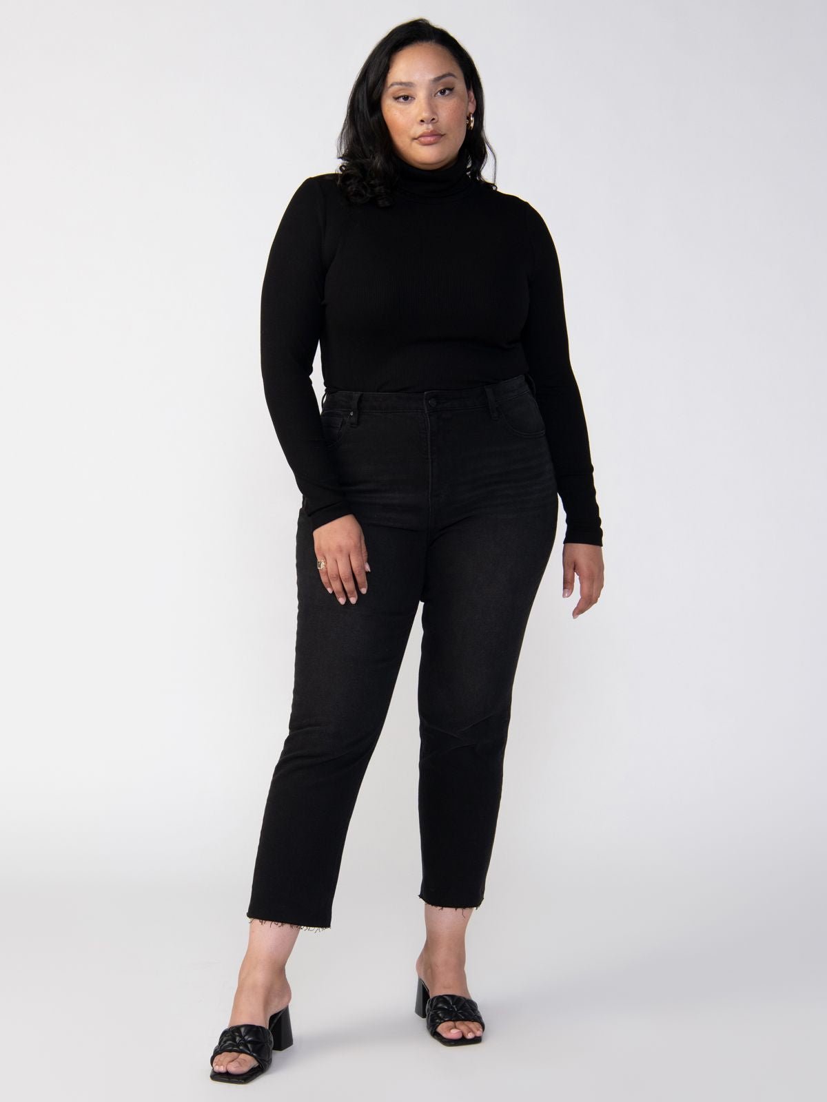 Essential Turtleneck Top Black Extended Sizing