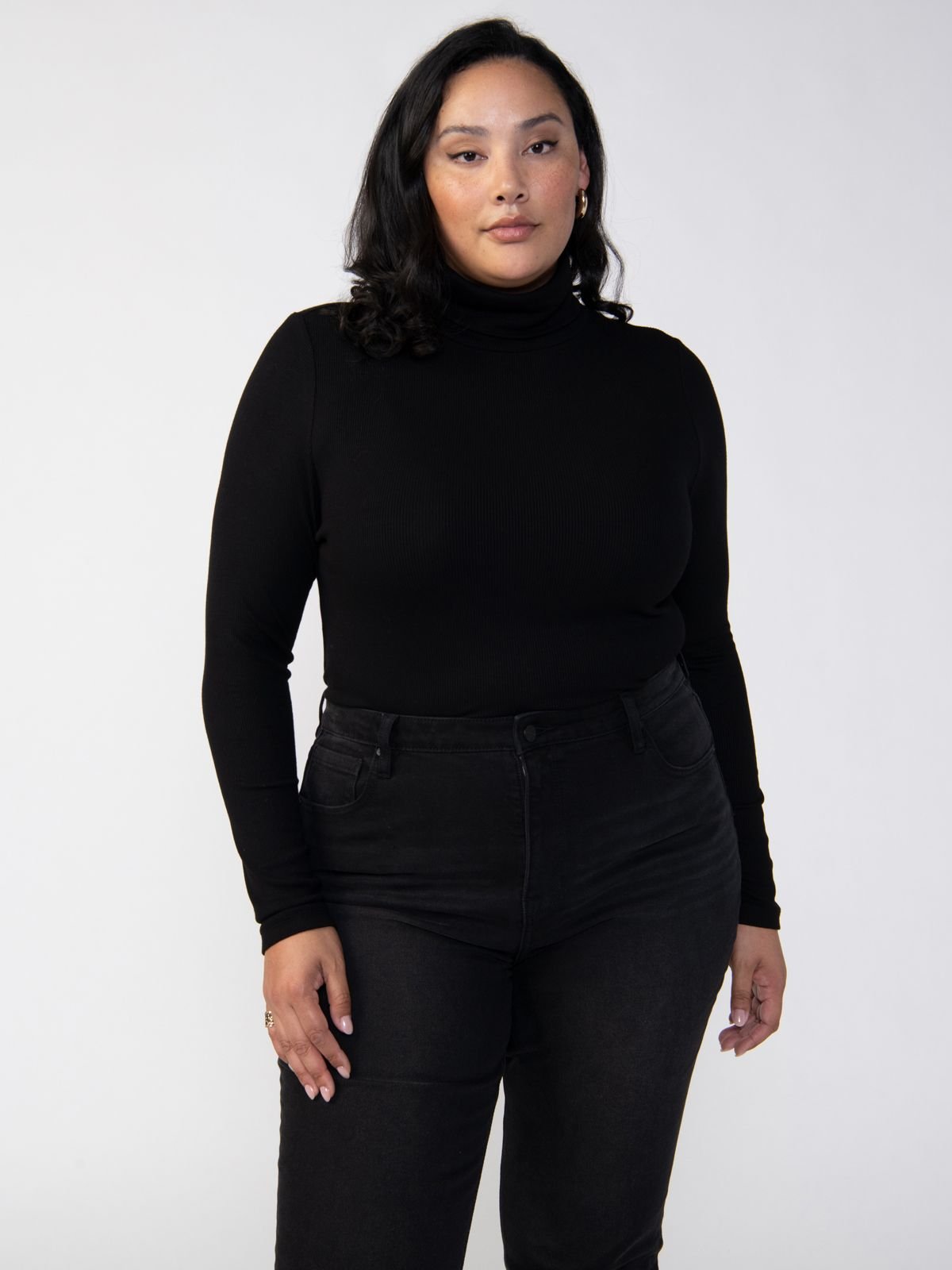 Essential Turtleneck Top Black Extended Sizing