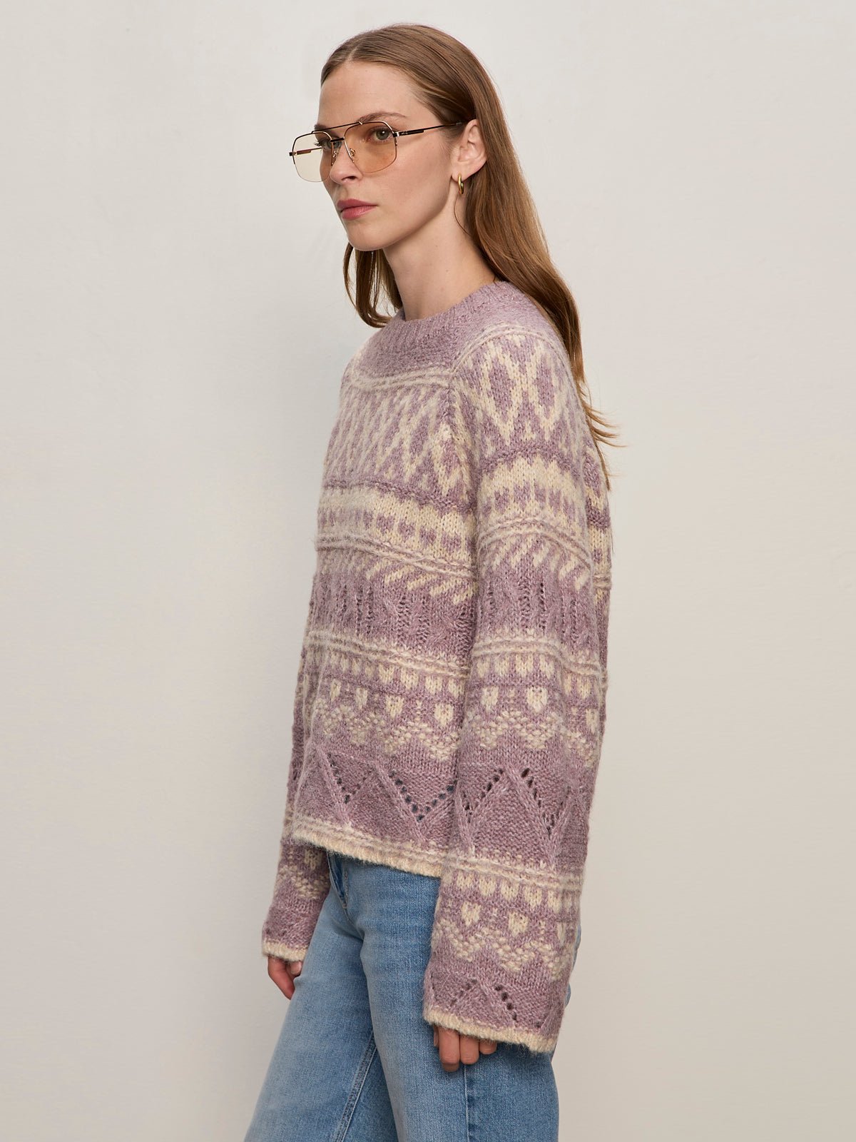 Fairisle Crew Neck Sweater Twilight Mauve Multi