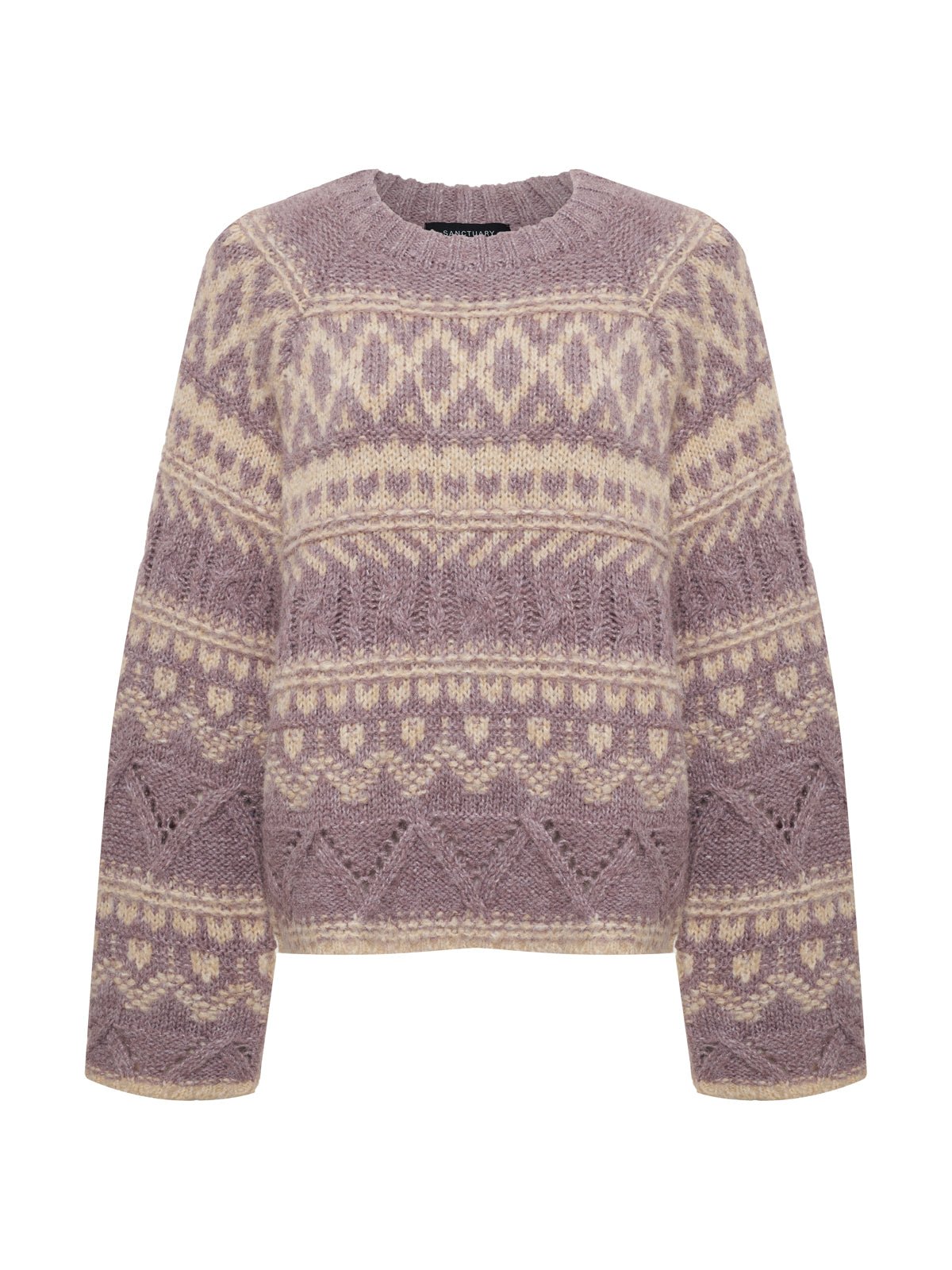 Fairisle Crew Neck Sweater Twilight Mauve Multi