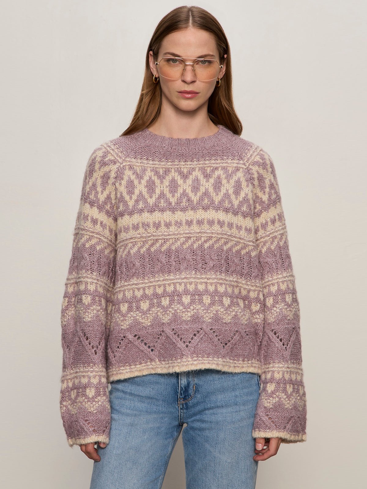 Fairisle Crew Neck Sweater Twilight Mauve Multi