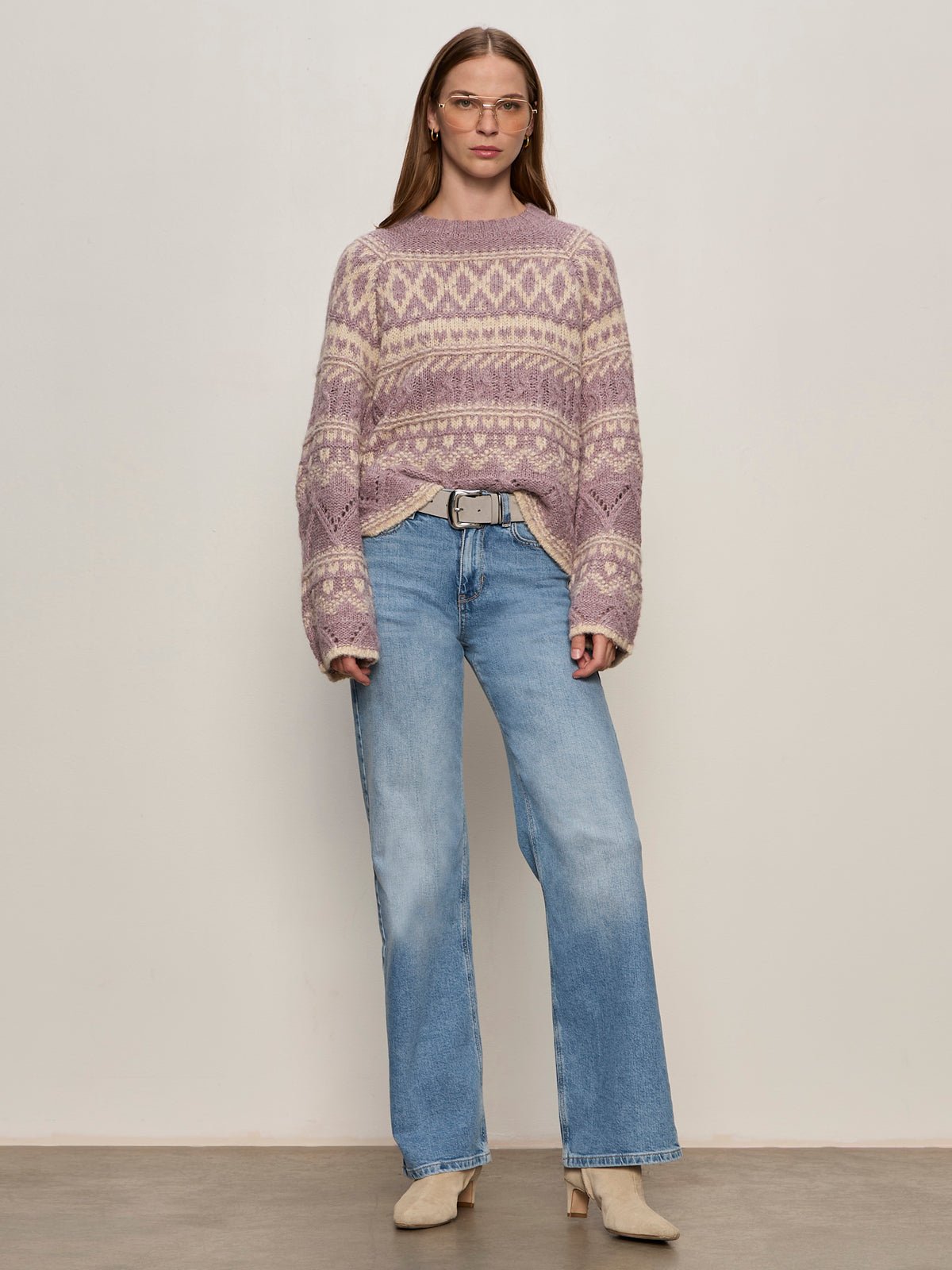 Fairisle Crew Neck Sweater Twilight Mauve Multi