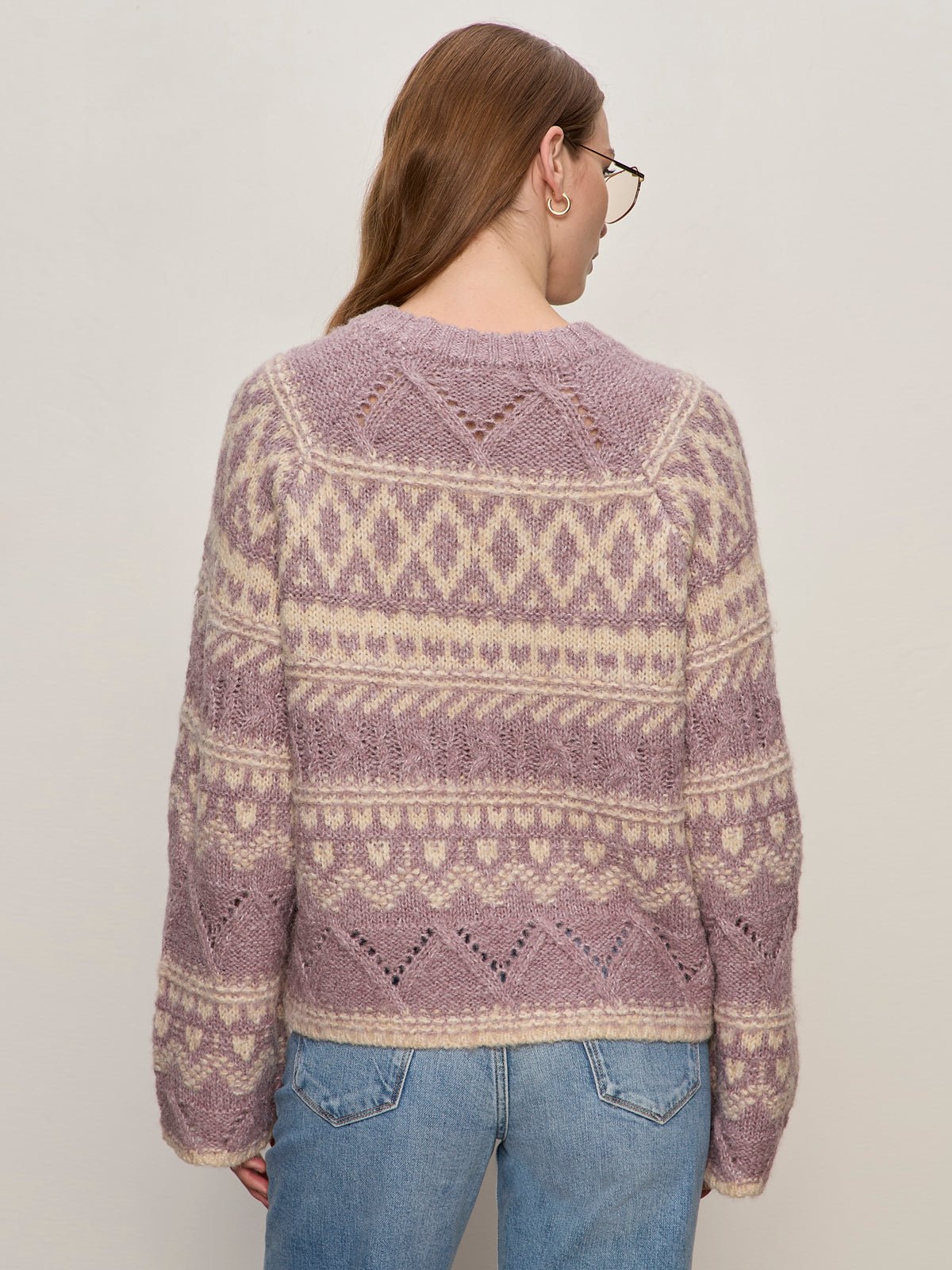 Fairisle Crew Neck Sweater Twilight Mauve Multi