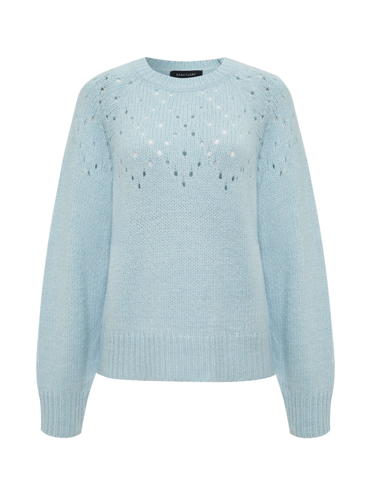 Femme Openwork Sweater Aquamarine