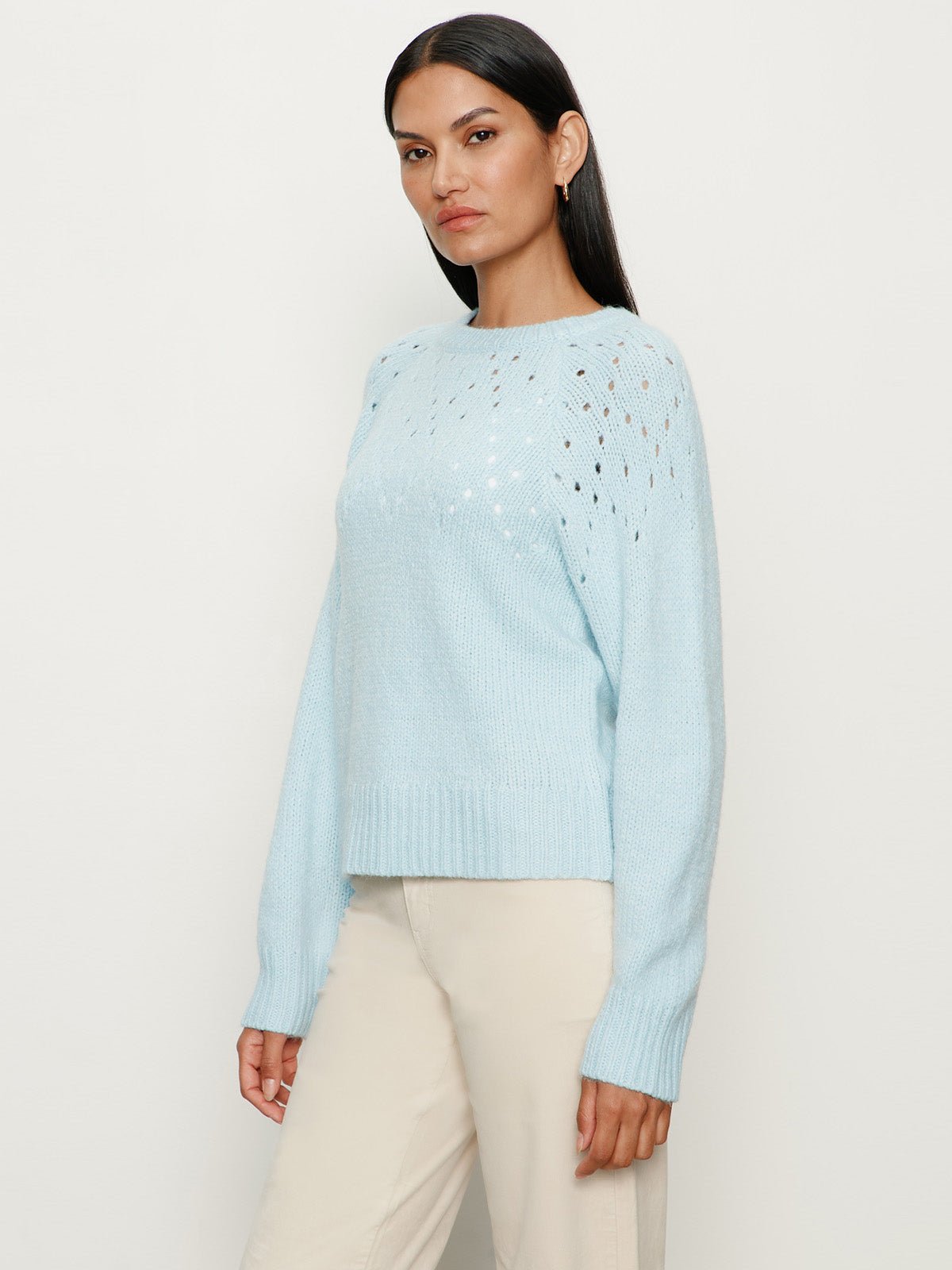 Femme Openwork Sweater Aquamarine