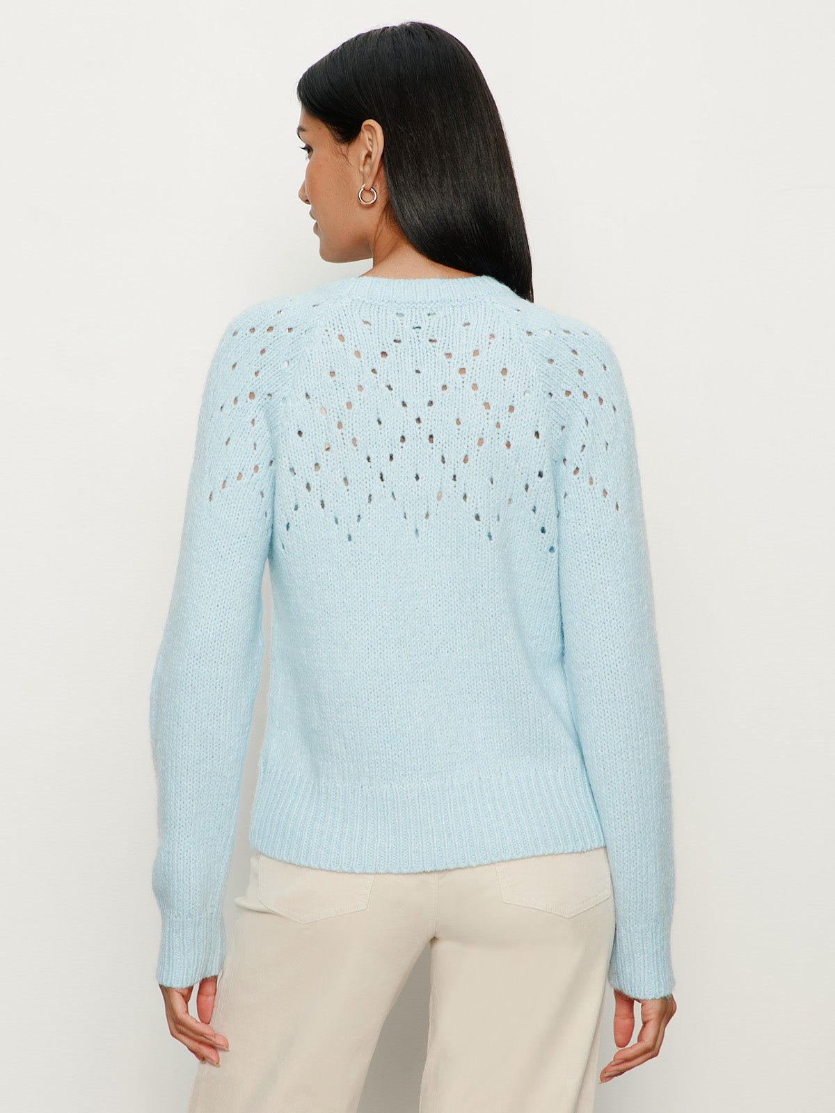 Femme Openwork Sweater Aquamarine