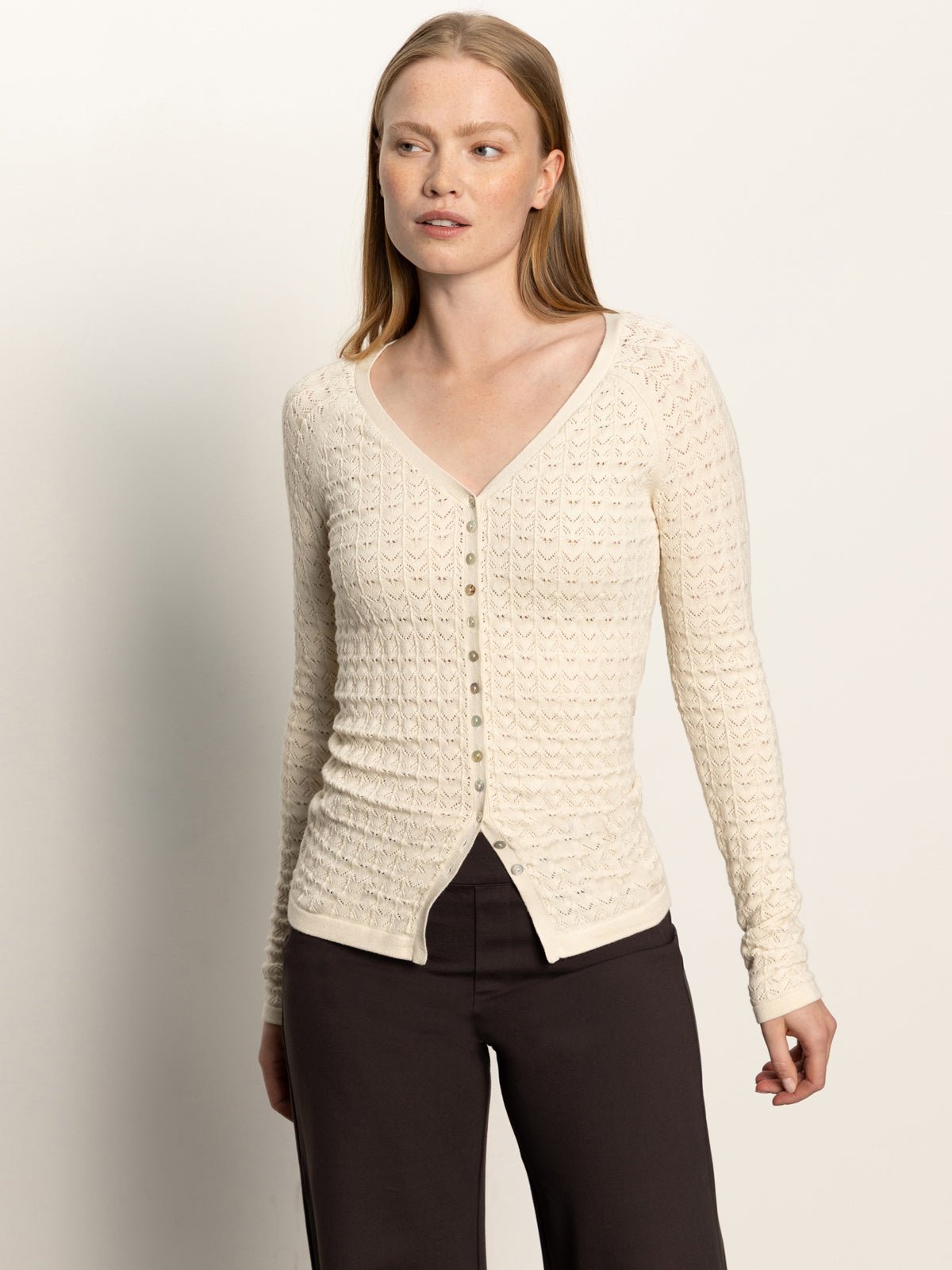 Fitted Raglan Cardi Light Oat