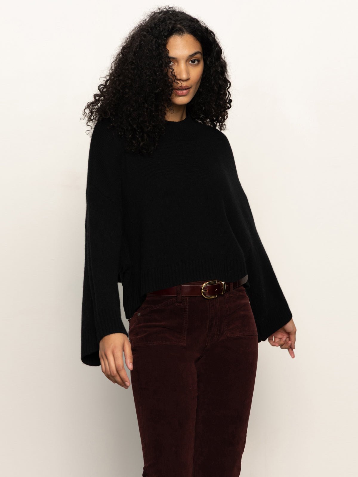 Forever Wool Cashmere Popover Black