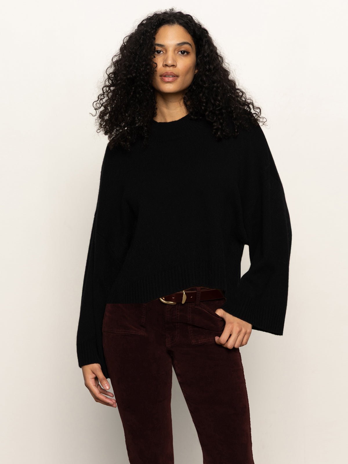 Forever Wool Cashmere Popover Black