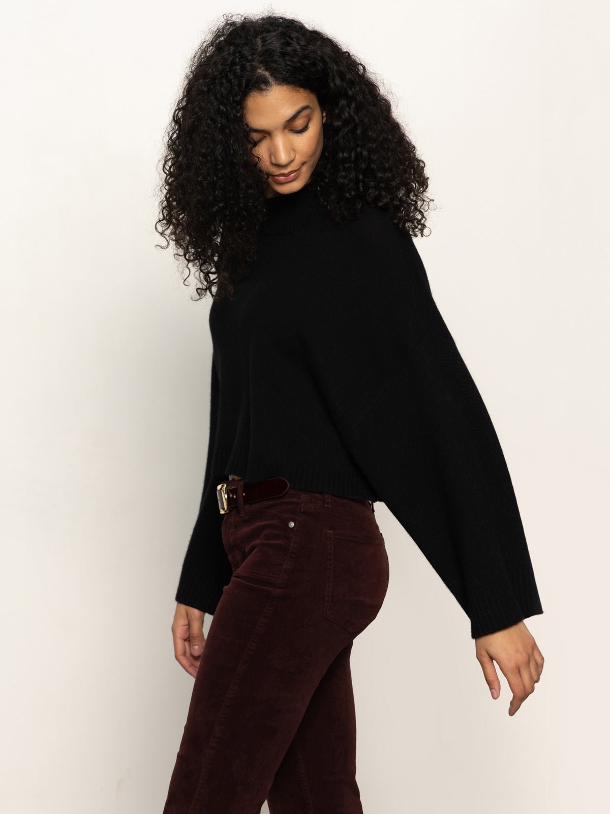 Forever Wool Cashmere Popover Black