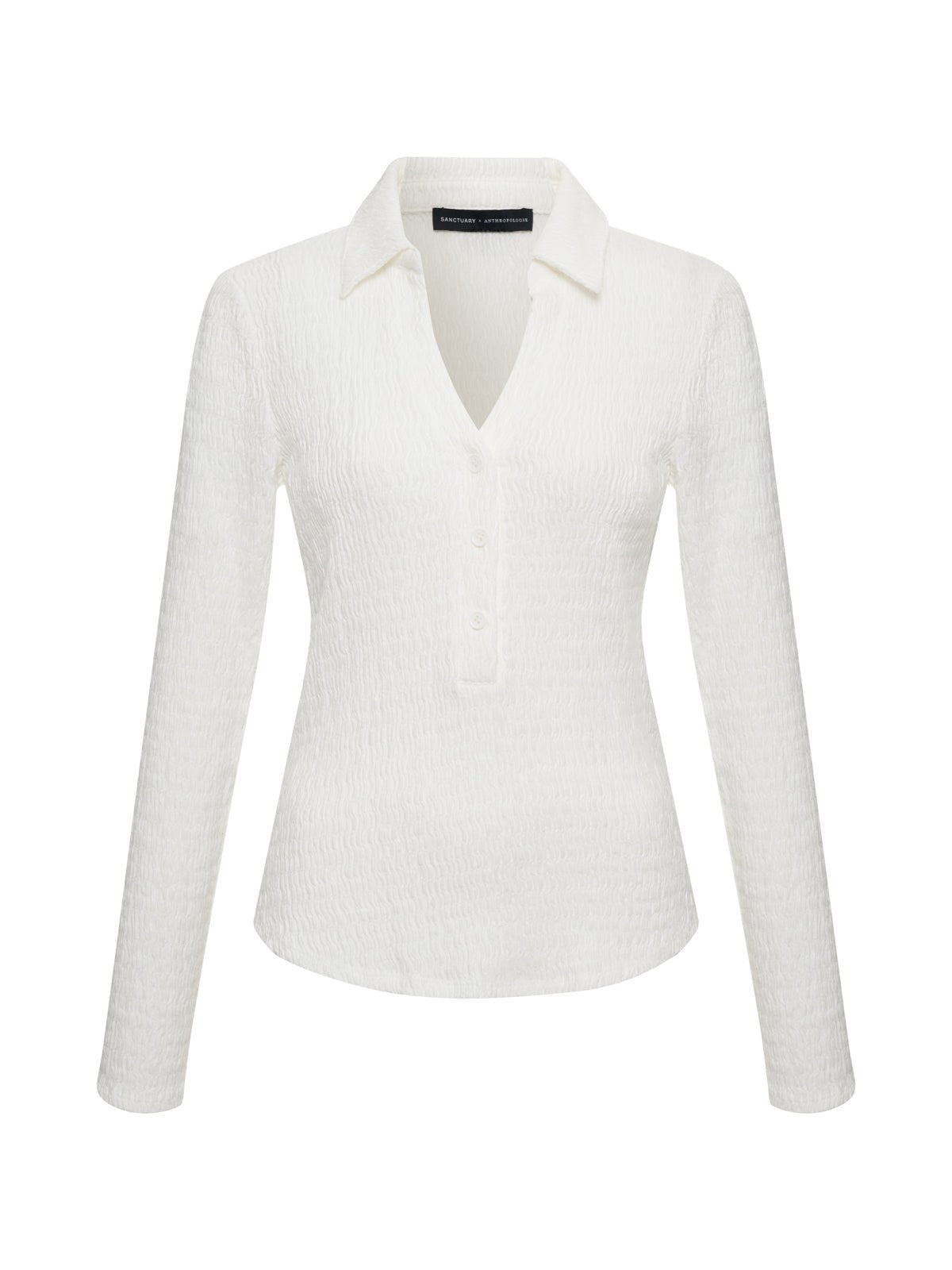 Long Sleeve Textured Top Chalk