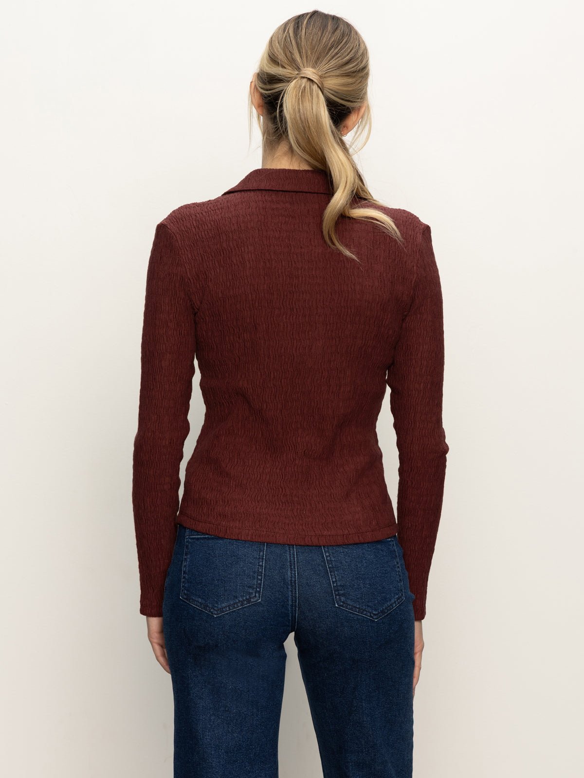 Long Sleeve Textured Top Chicory