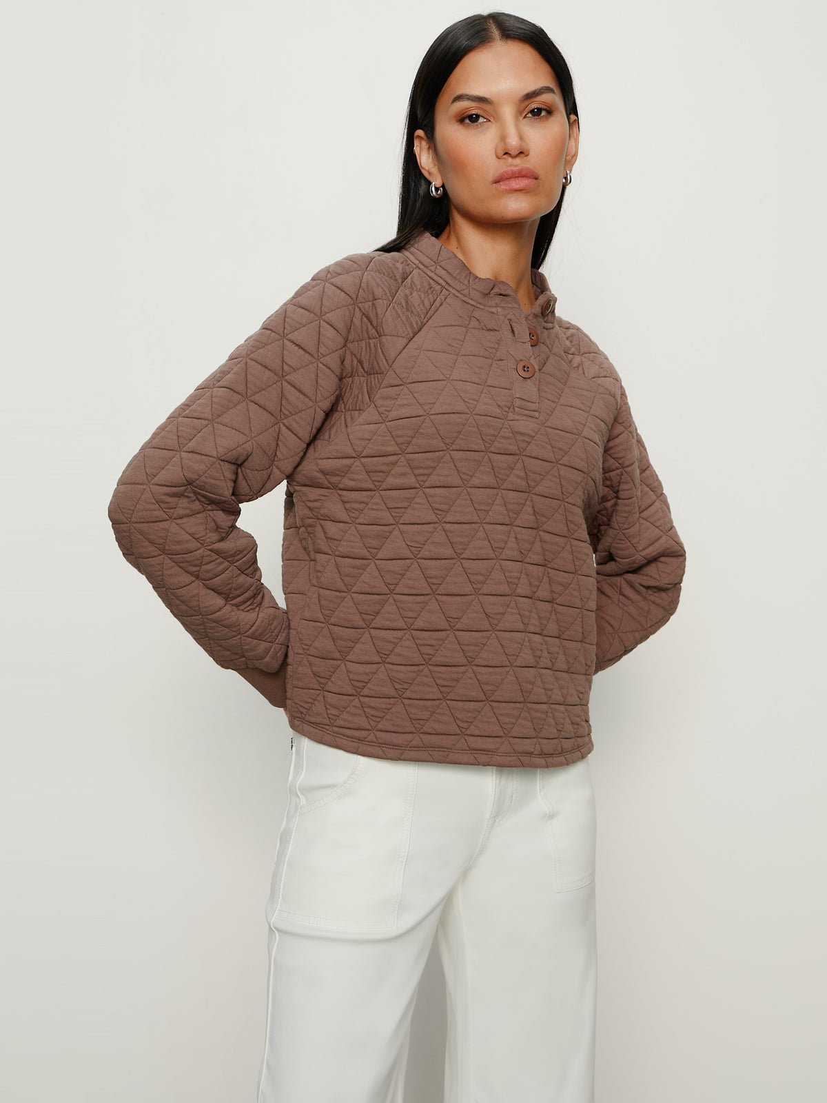 Quilted Button Popover Morel
